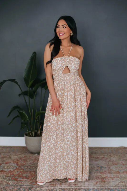 Libby Printed Maxi Dress - Sand sold by Wild Oak Boutique