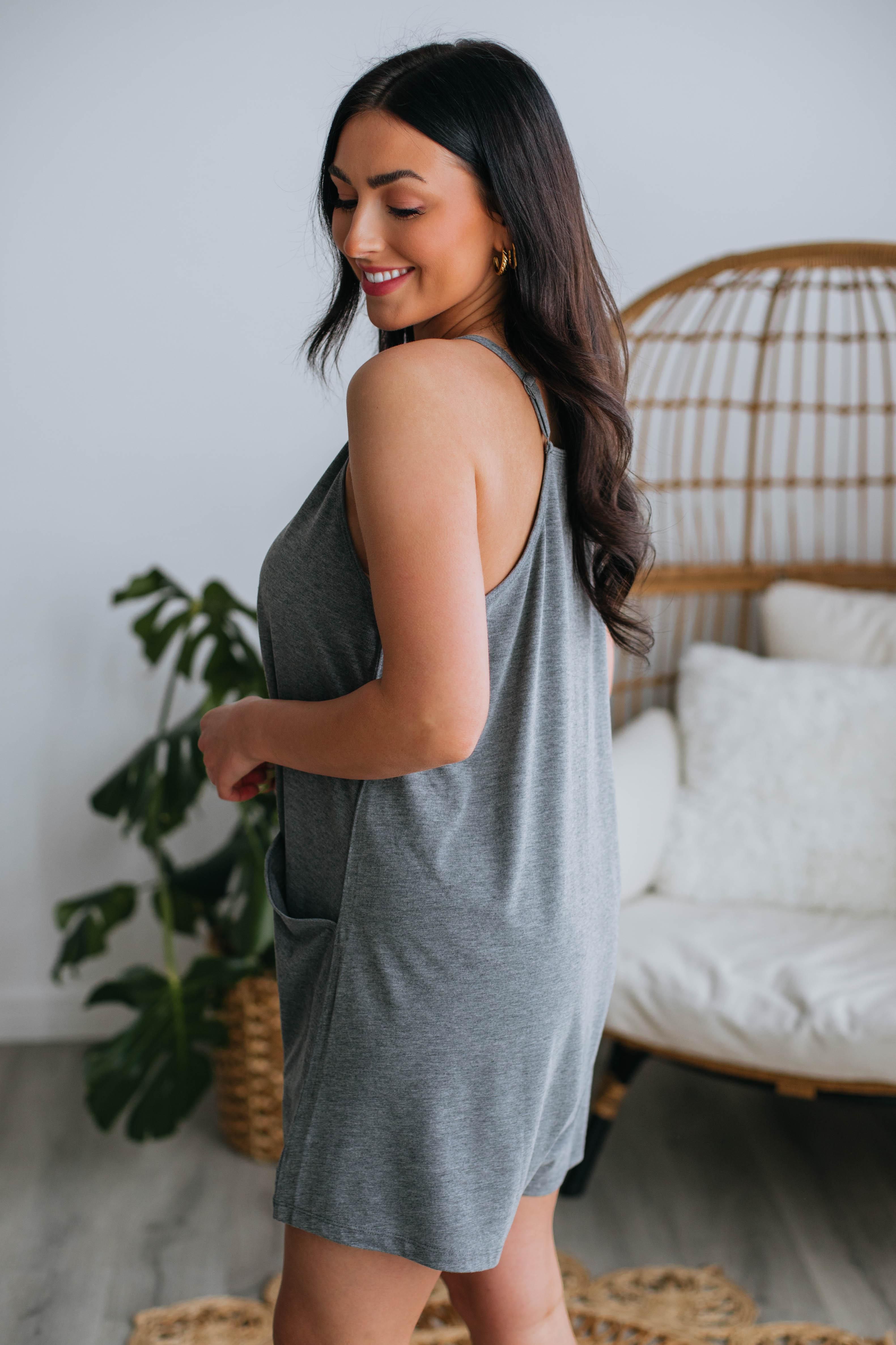 Tamila Lounge Romper - Charcoal sold by Wild Oak Boutique product image thumbnail 4