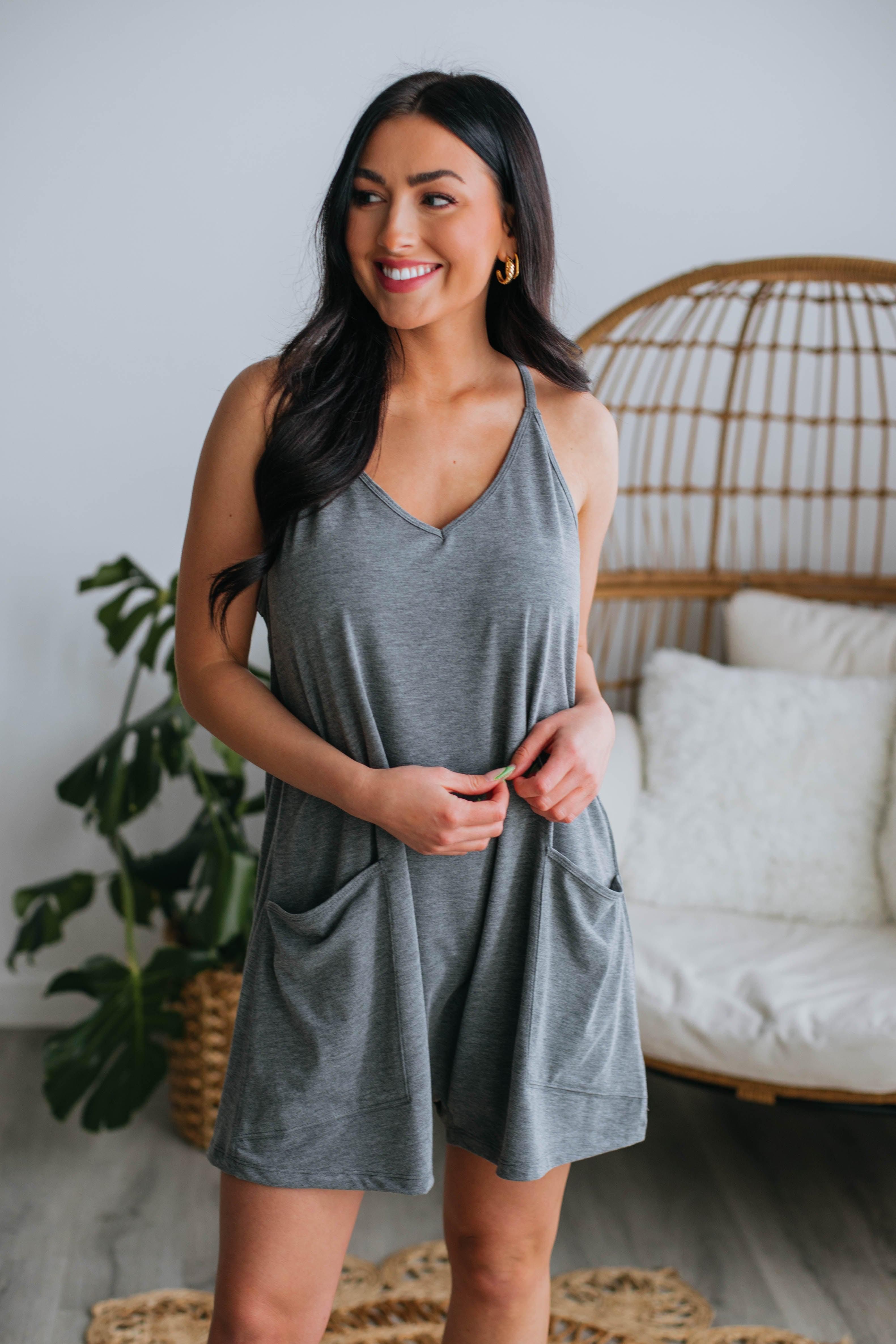 Tamila Lounge Romper - Charcoal sold by Wild Oak Boutique