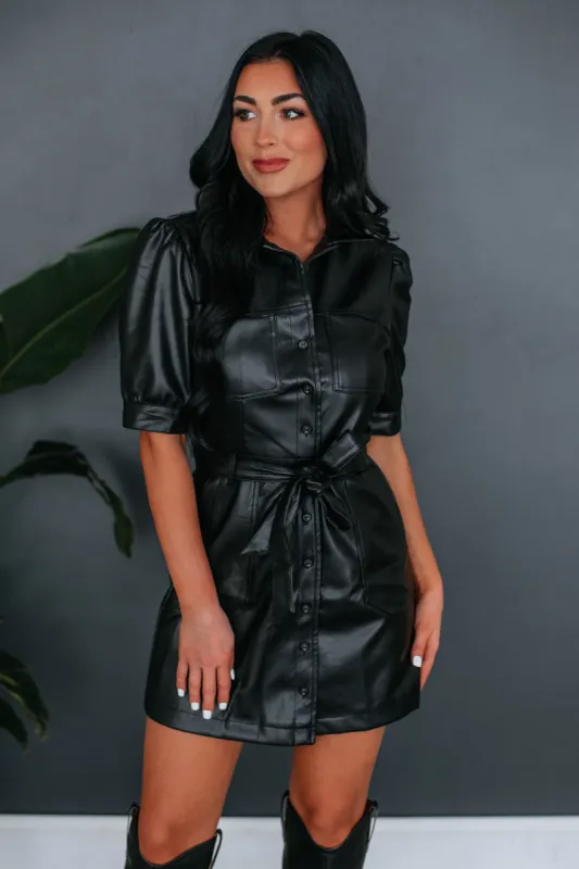 Emery Leather Mini Dress - Black sold by Wild Oak Boutique