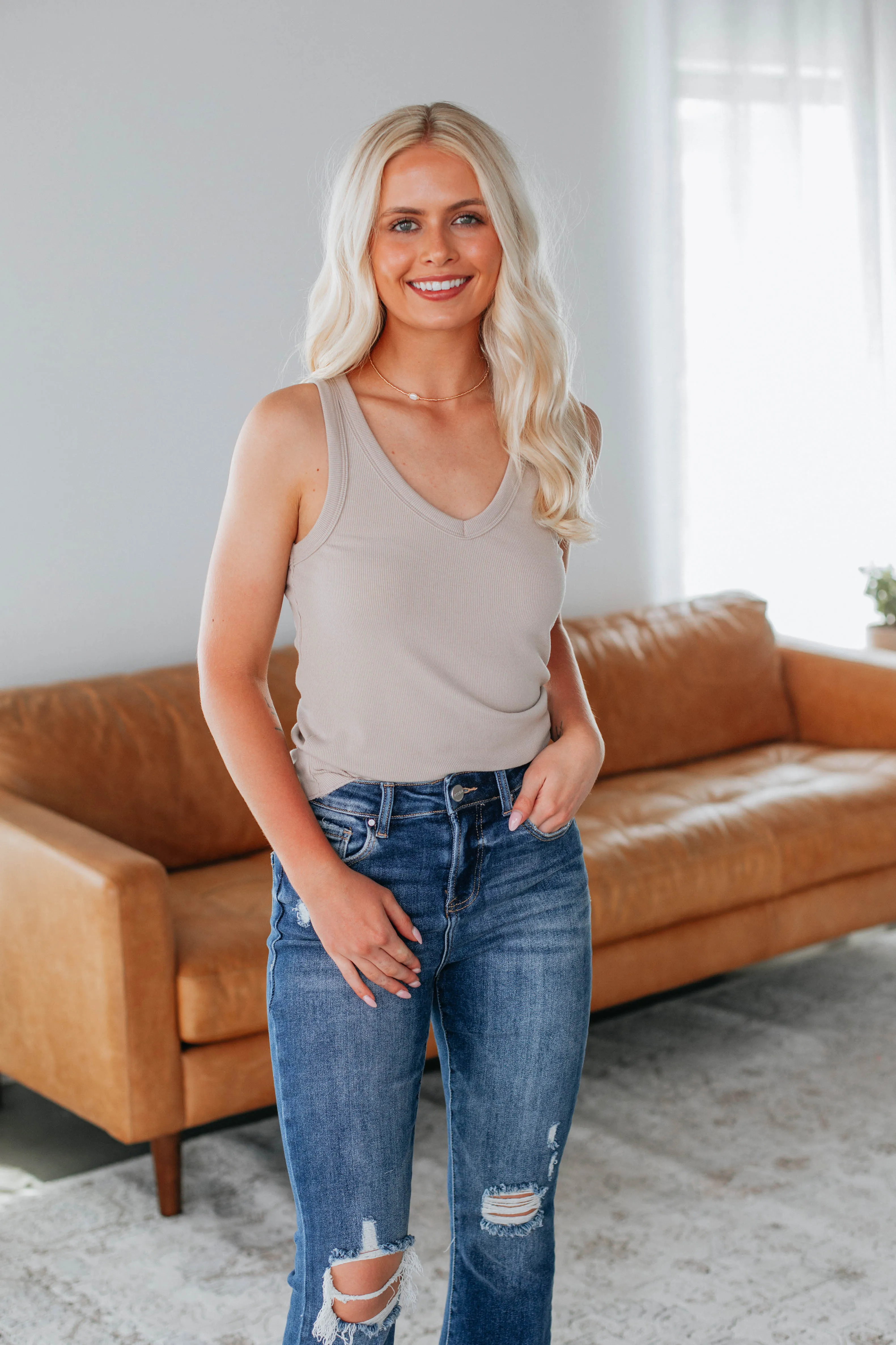 Pratt Ribbed Tank - Shell sold by Wild Oak Boutique