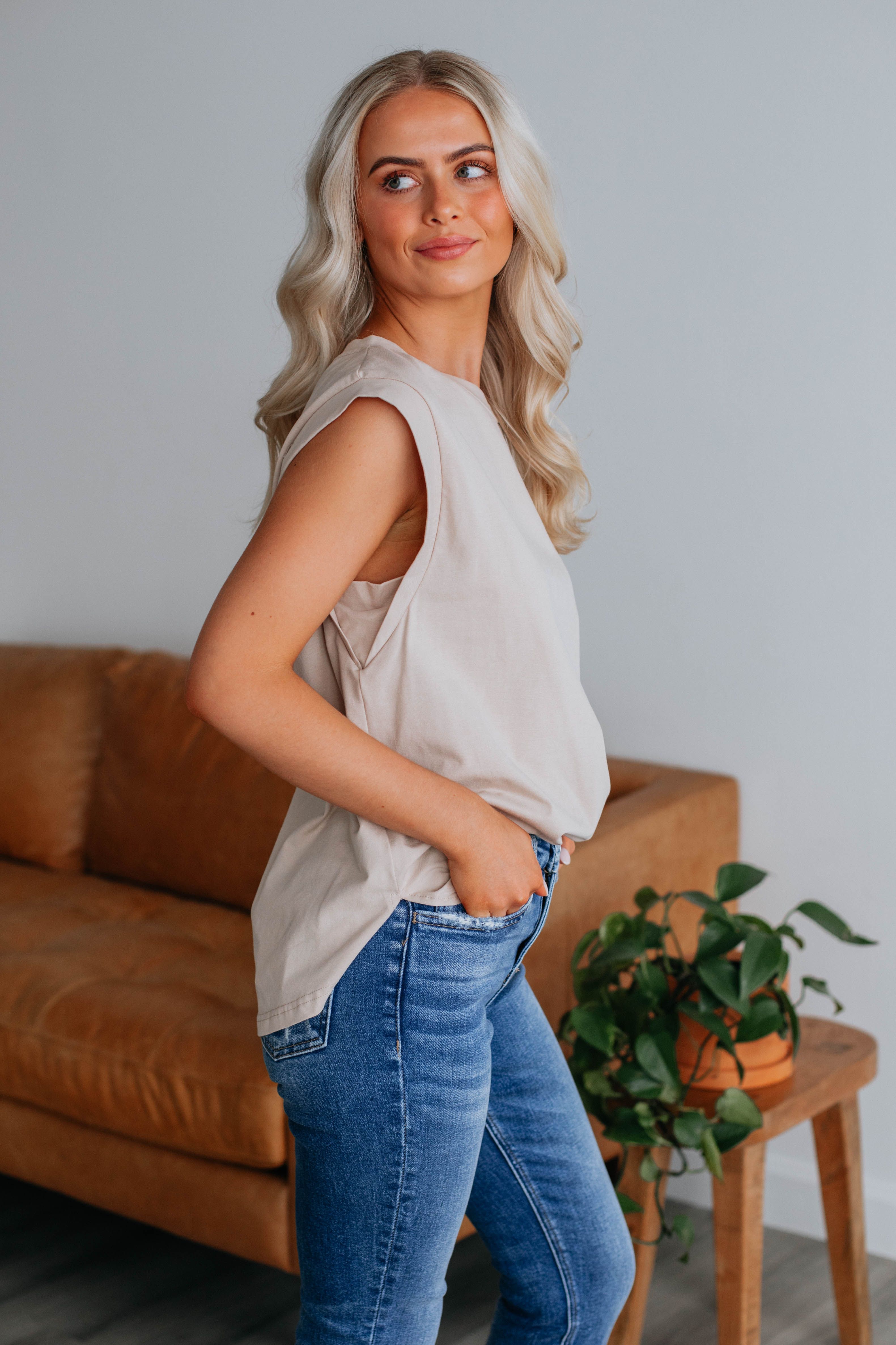 Dakotah Basic Top - Taupe sold by Wild Oak Boutique product image thumbnail 2