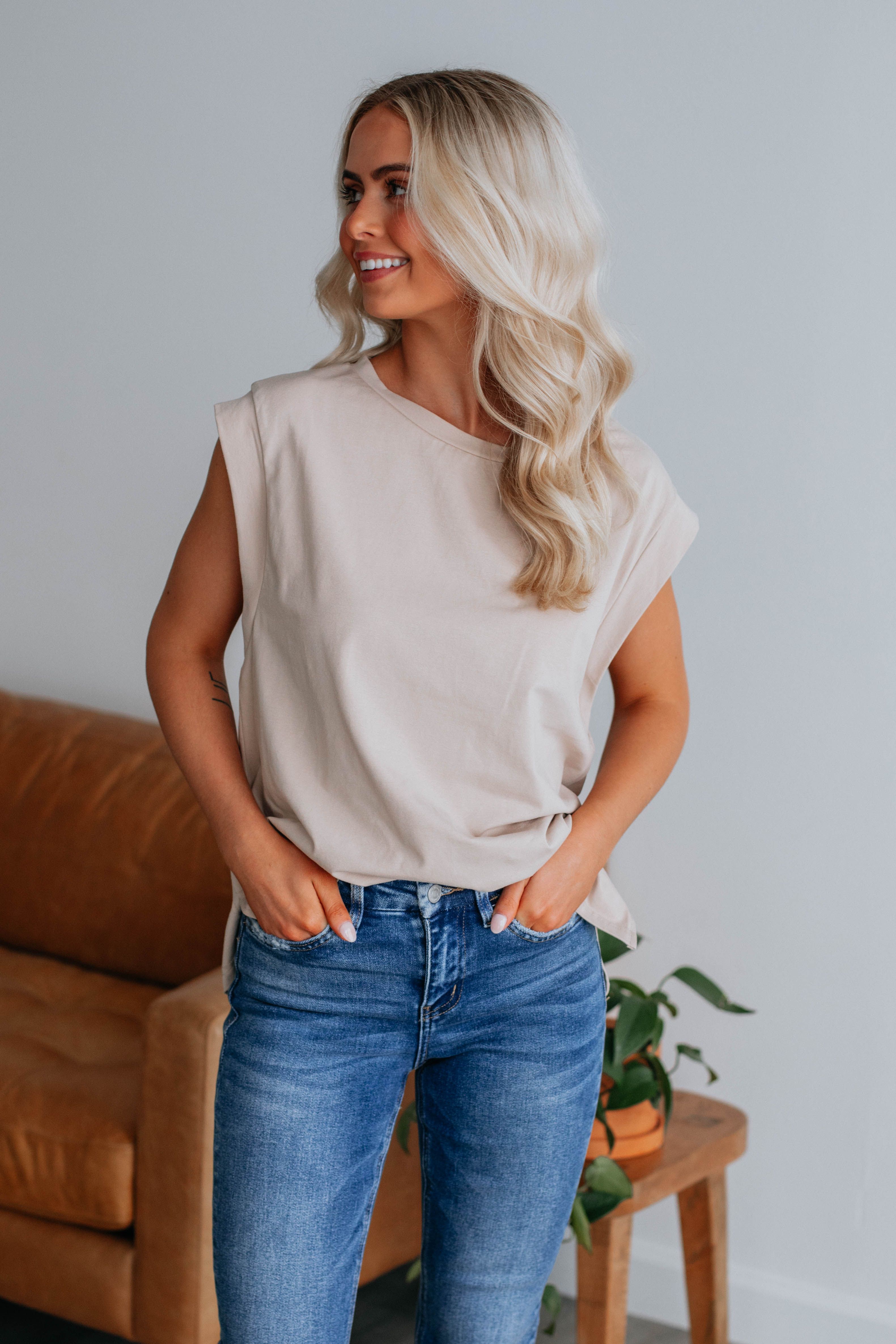 Dakotah Basic Top - Taupe sold by Wild Oak Boutique product image thumbnail 5