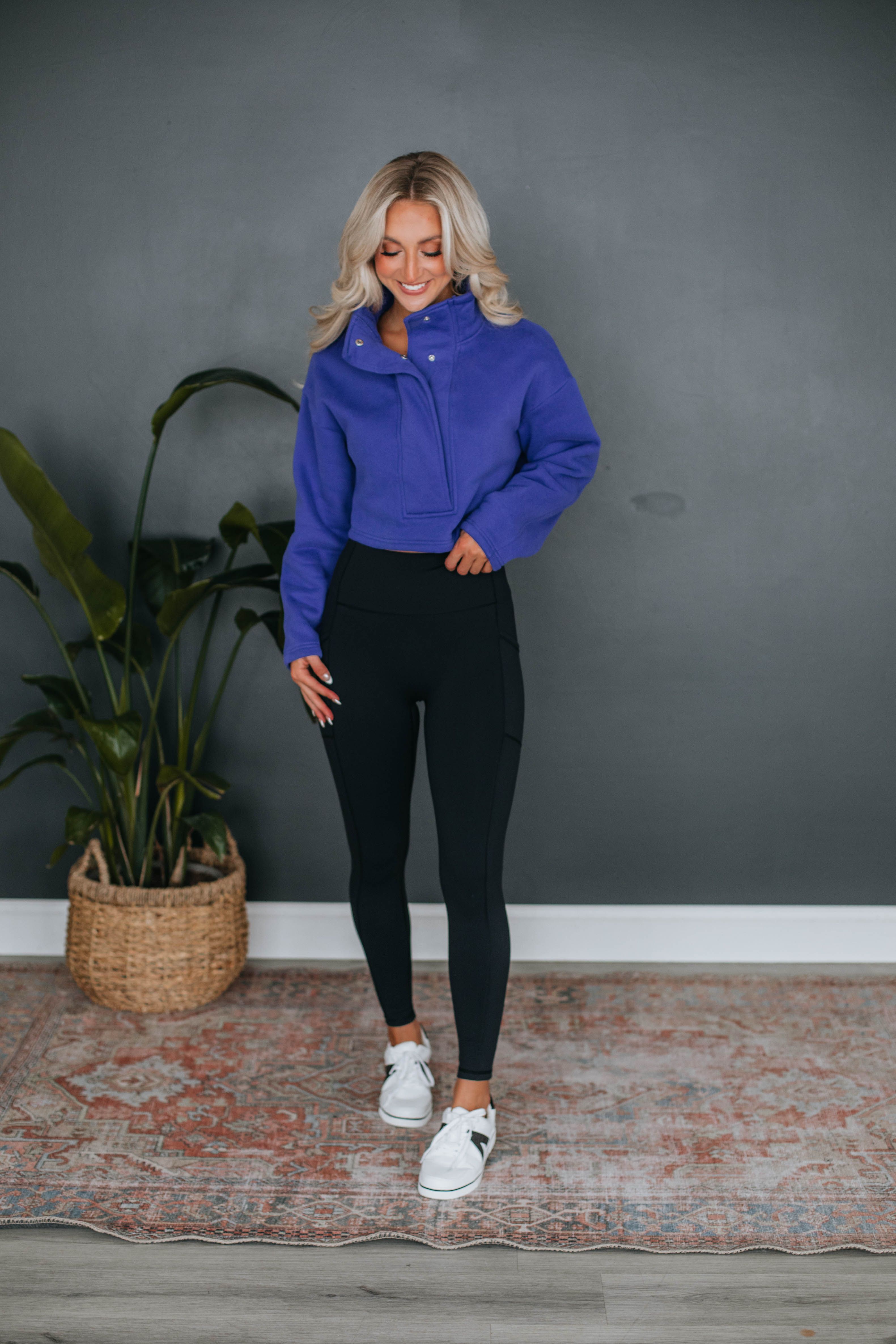 Analia Cropped Sweatshirt - Indigo sold by Wild Oak Boutique product image thumbnail 2
