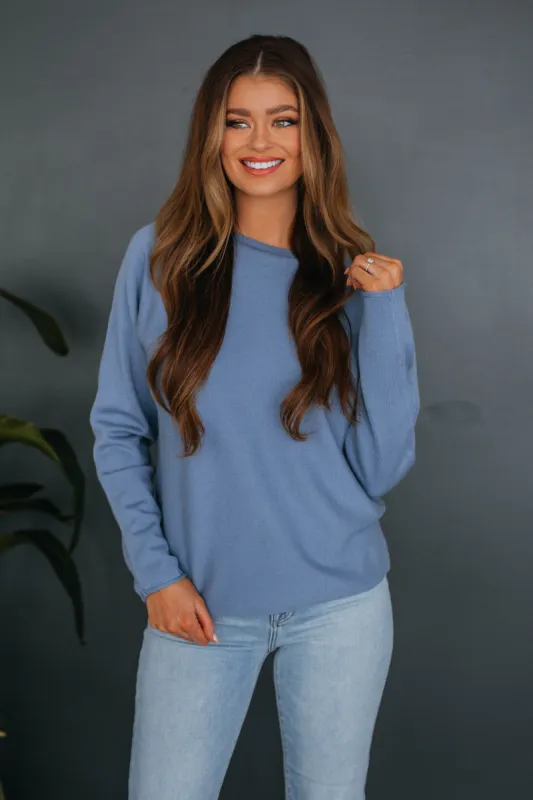 Brylee Lightweight Sweater - Sky Blue sold by Wild Oak Boutique
