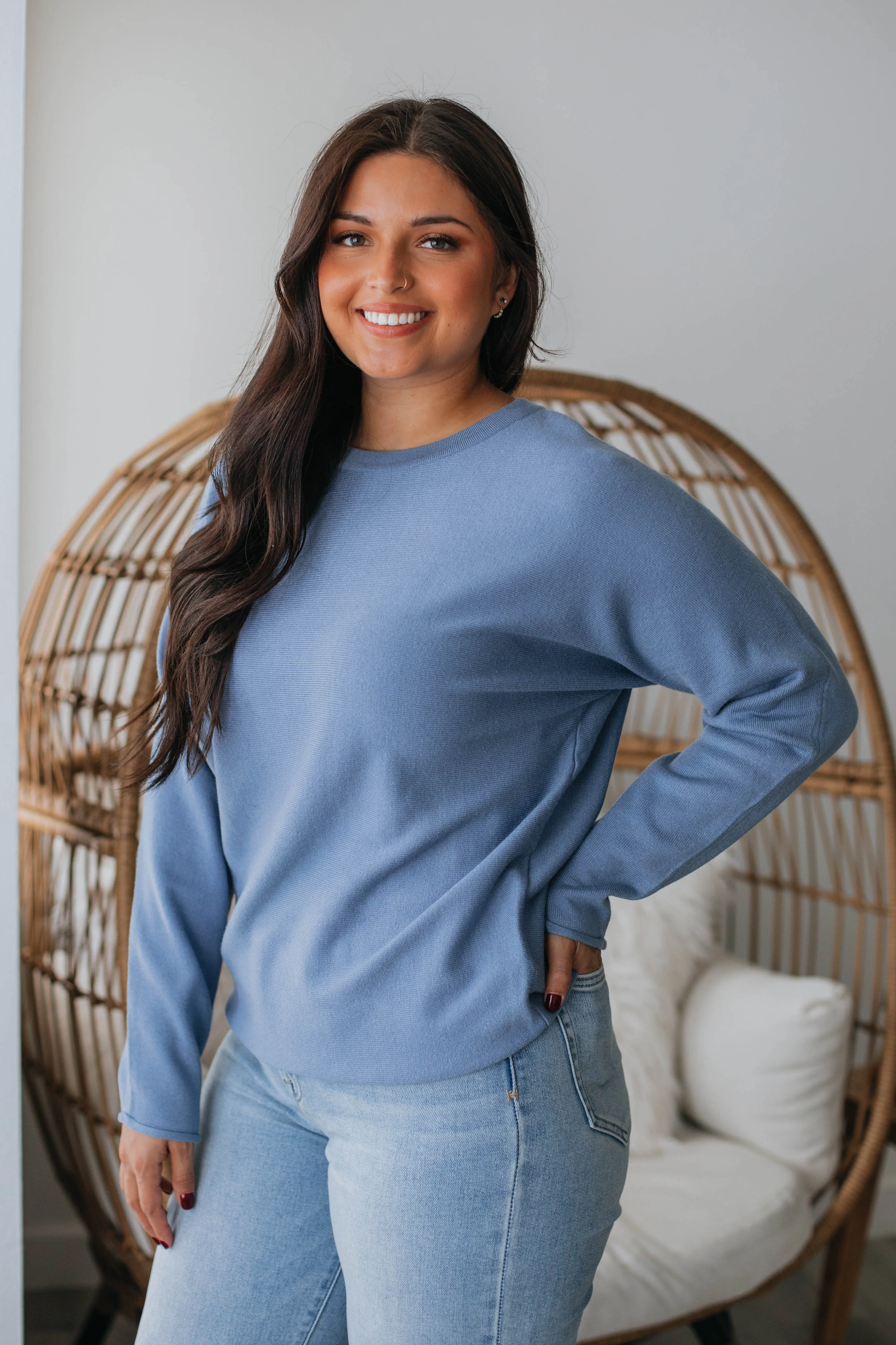 Brylee Lightweight Sweater - Sky Blue sold by Wild Oak Boutique product image thumbnail 4