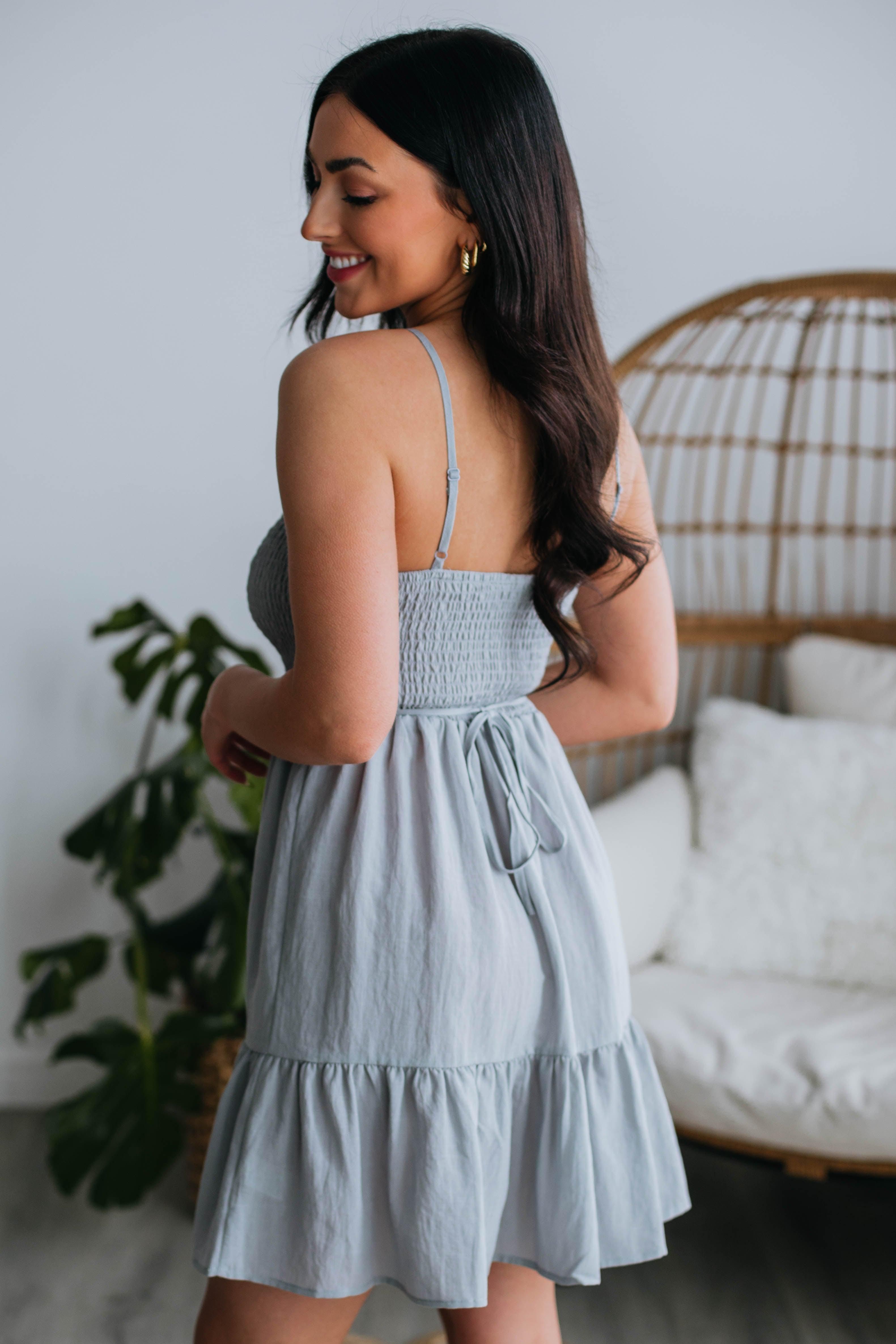 Jackie Smocked Dress - Cloud sold by Wild Oak Boutique product image thumbnail 4