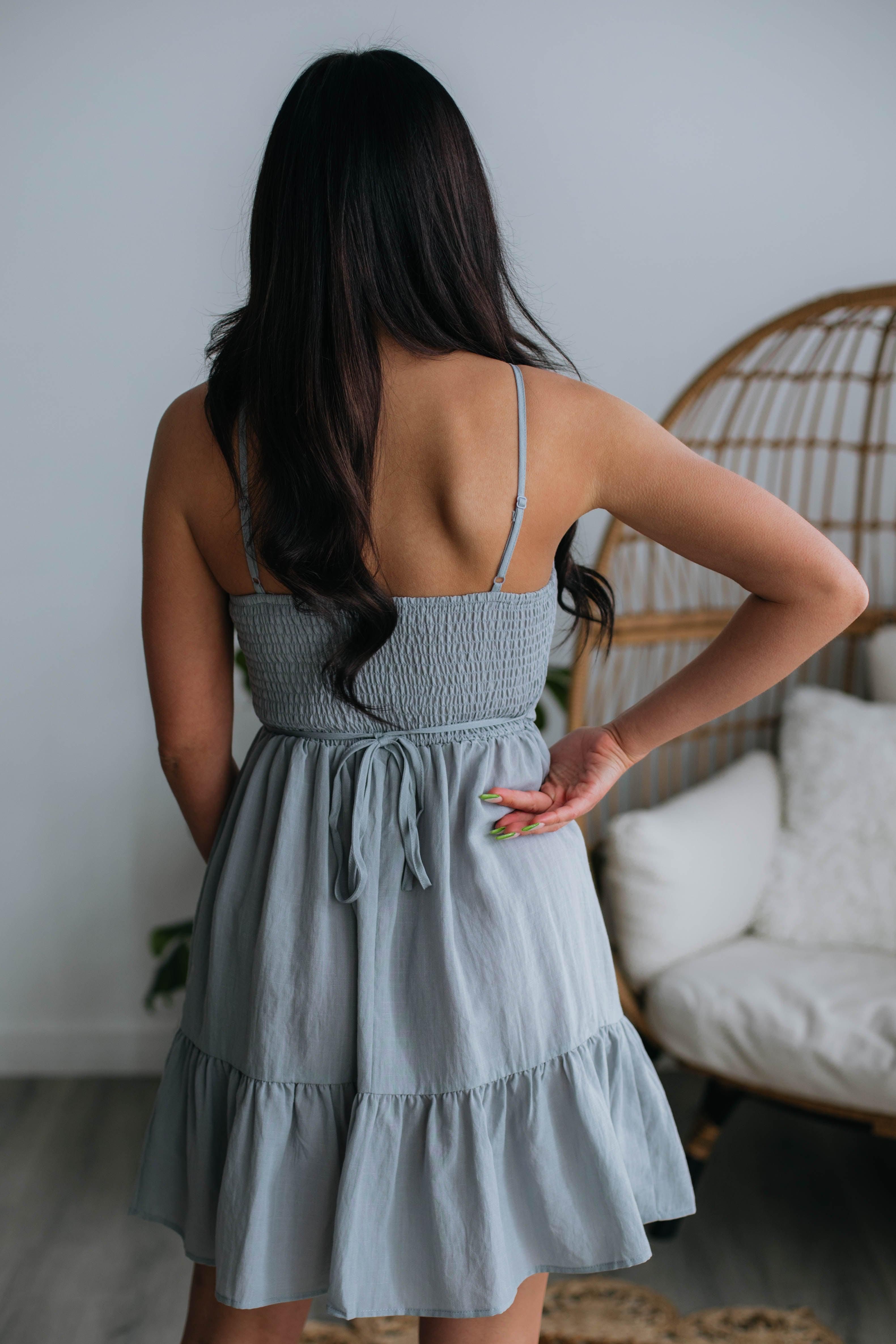 Jackie Smocked Dress - Cloud sold by Wild Oak Boutique product image thumbnail 5