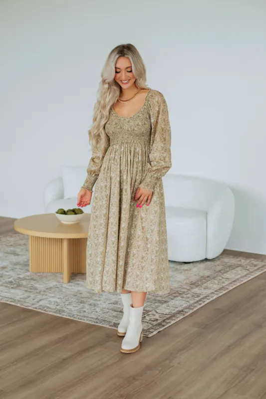 Kala Floral Midi Dress sold by Wild Oak Boutique