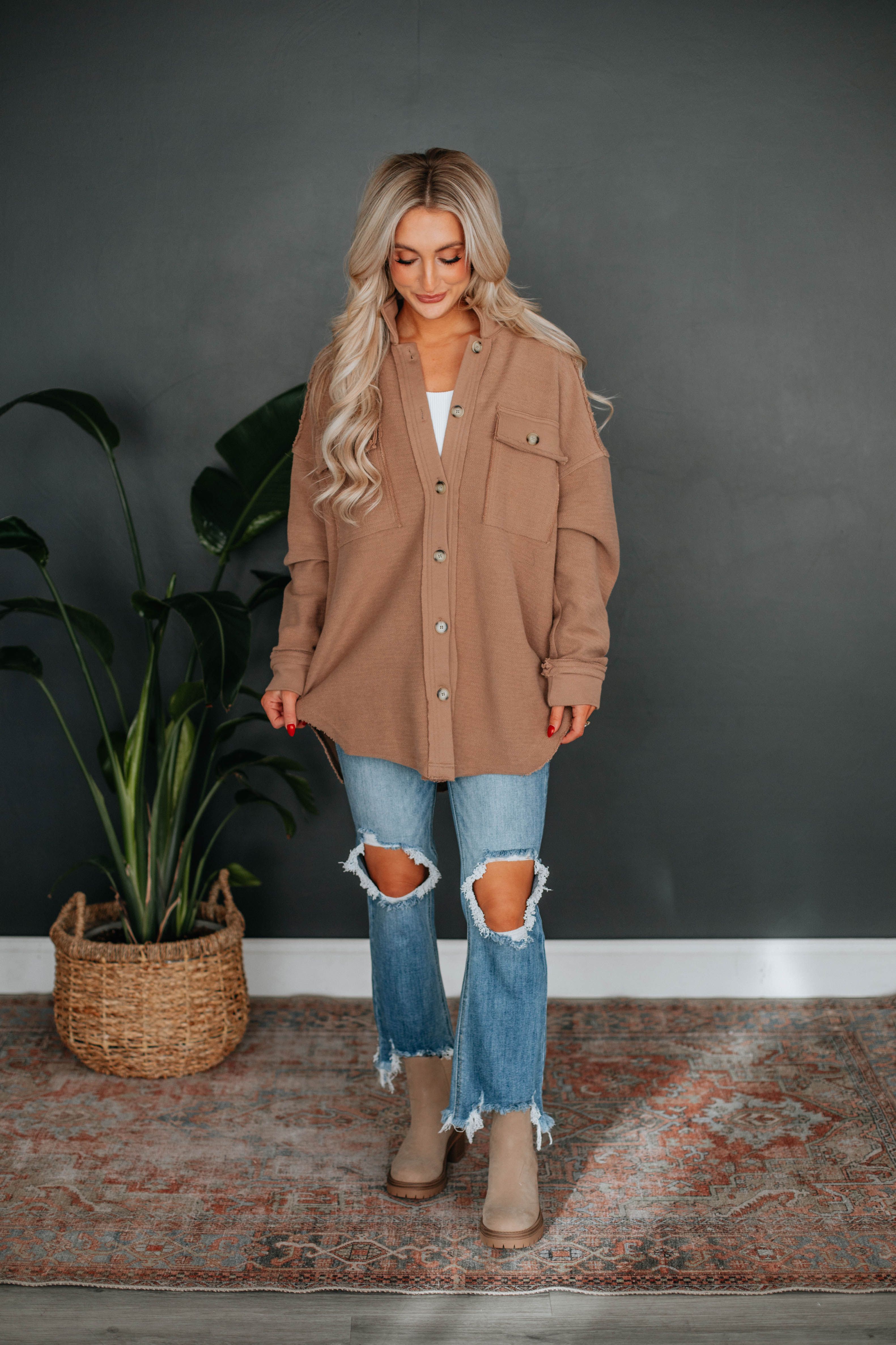 Nicola Oversized Shacket - Mocha sold by Wild Oak Boutique product image thumbnail 2