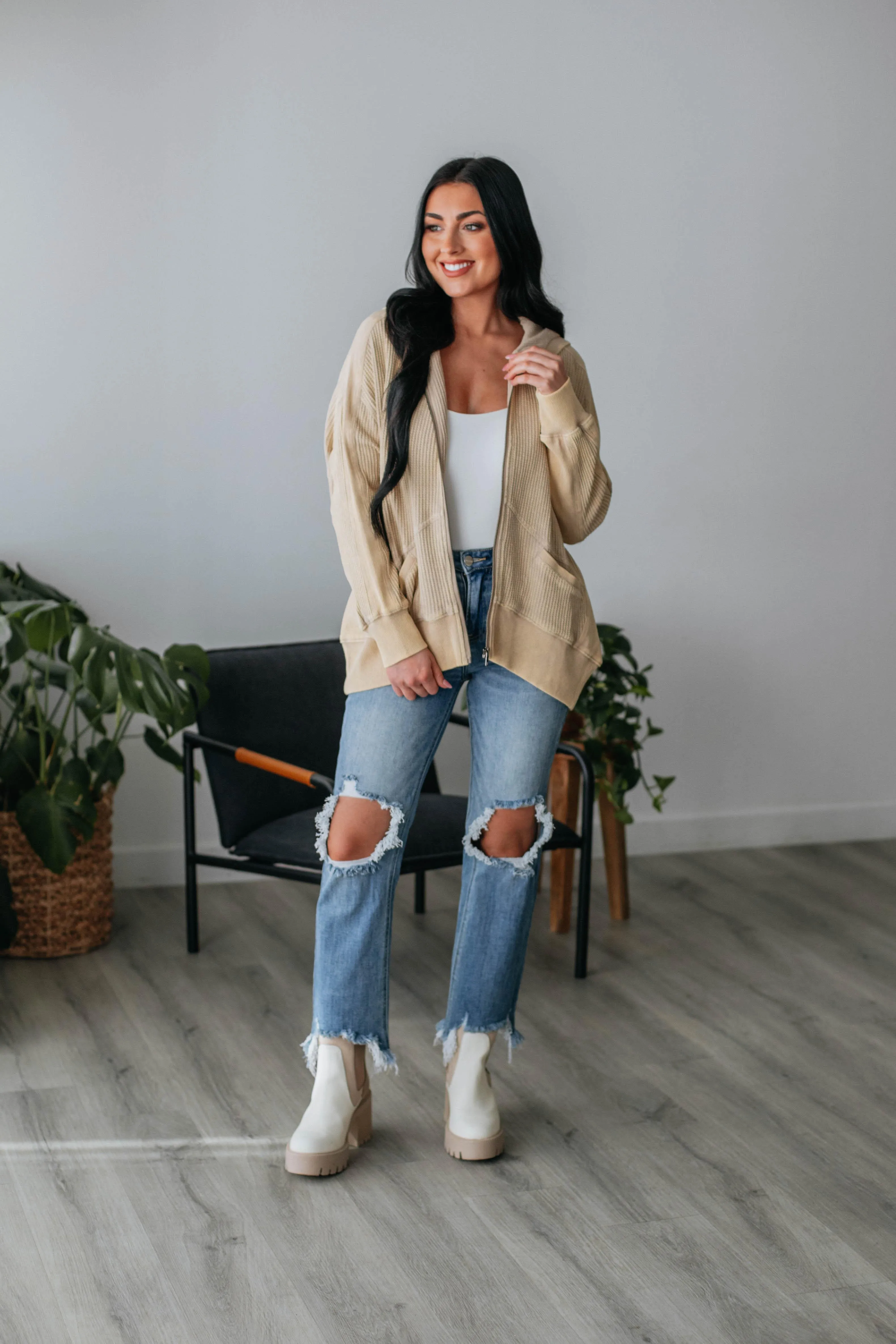 Zeldine Zip-Up Jacket - Biscotti sold by Wild Oak Boutique product image thumbnail 4