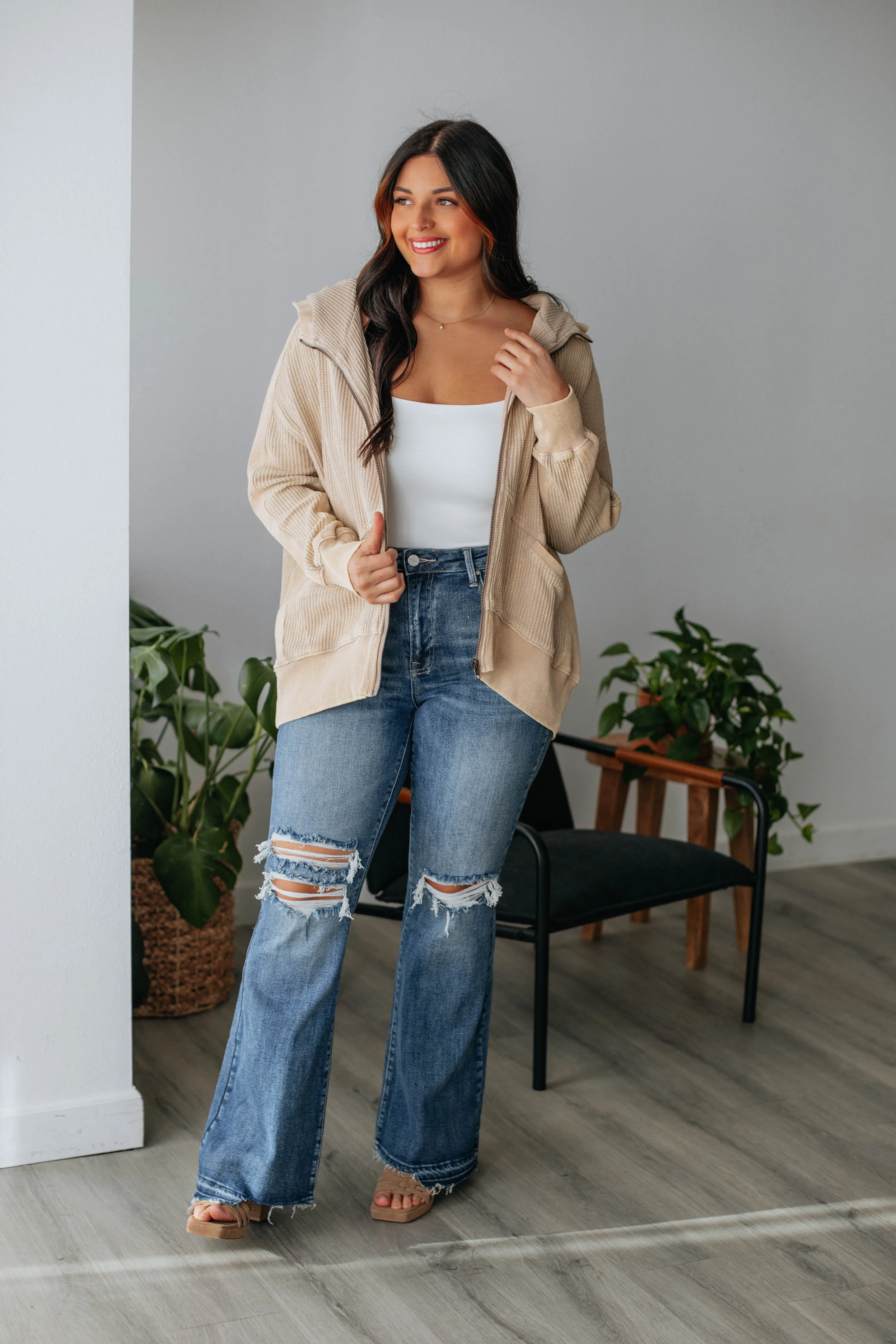 Zeldine Zip-Up Jacket - Biscotti sold by Wild Oak Boutique product image thumbnail 2