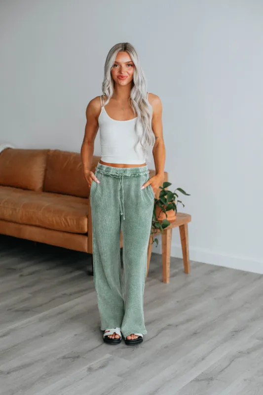 Staying In Lounge Pants - Basil sold by Wild Oak Boutique