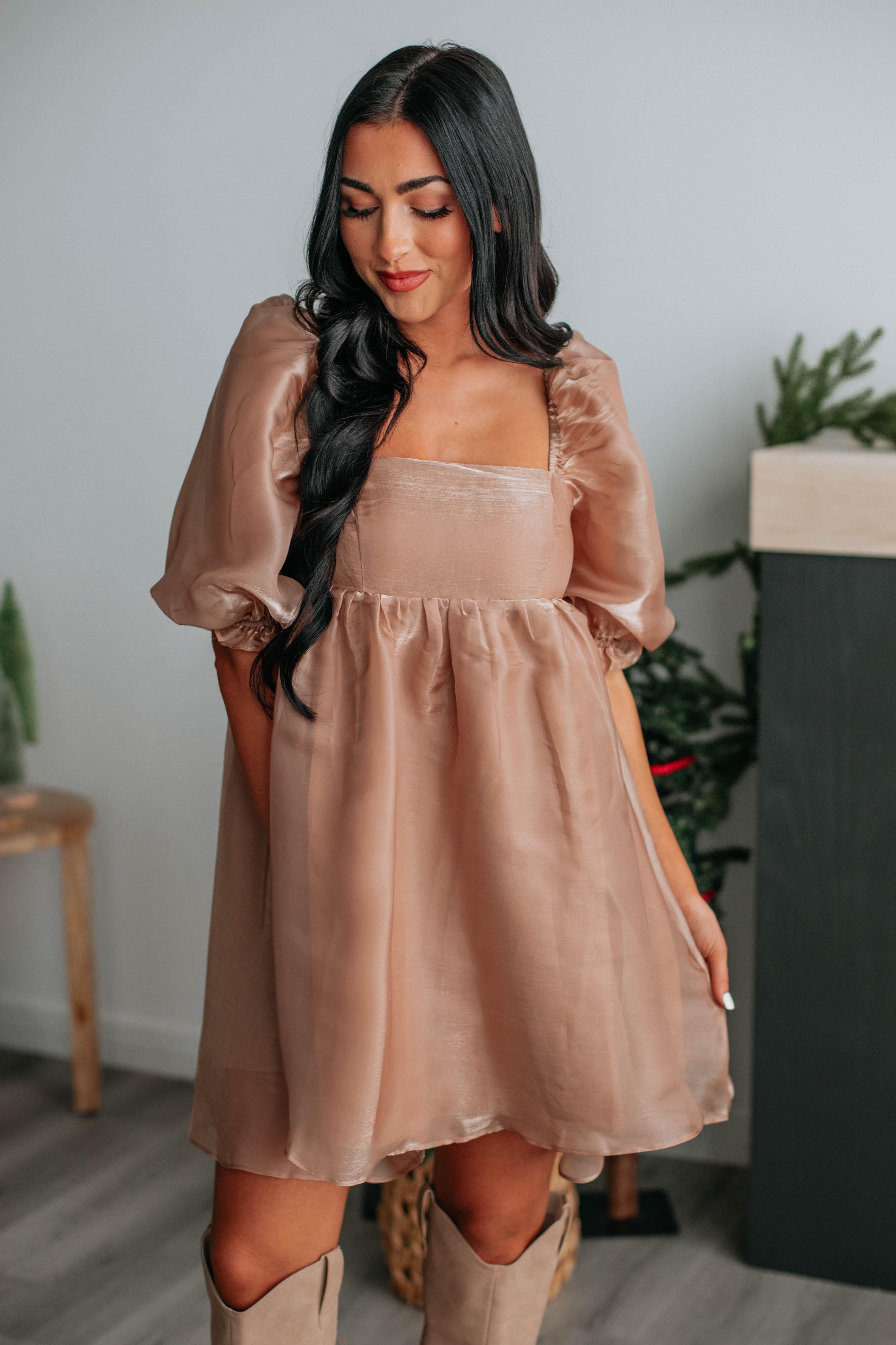 Raya Babydoll Dress - Gold sold by Wild Oak Boutique product image thumbnail 3