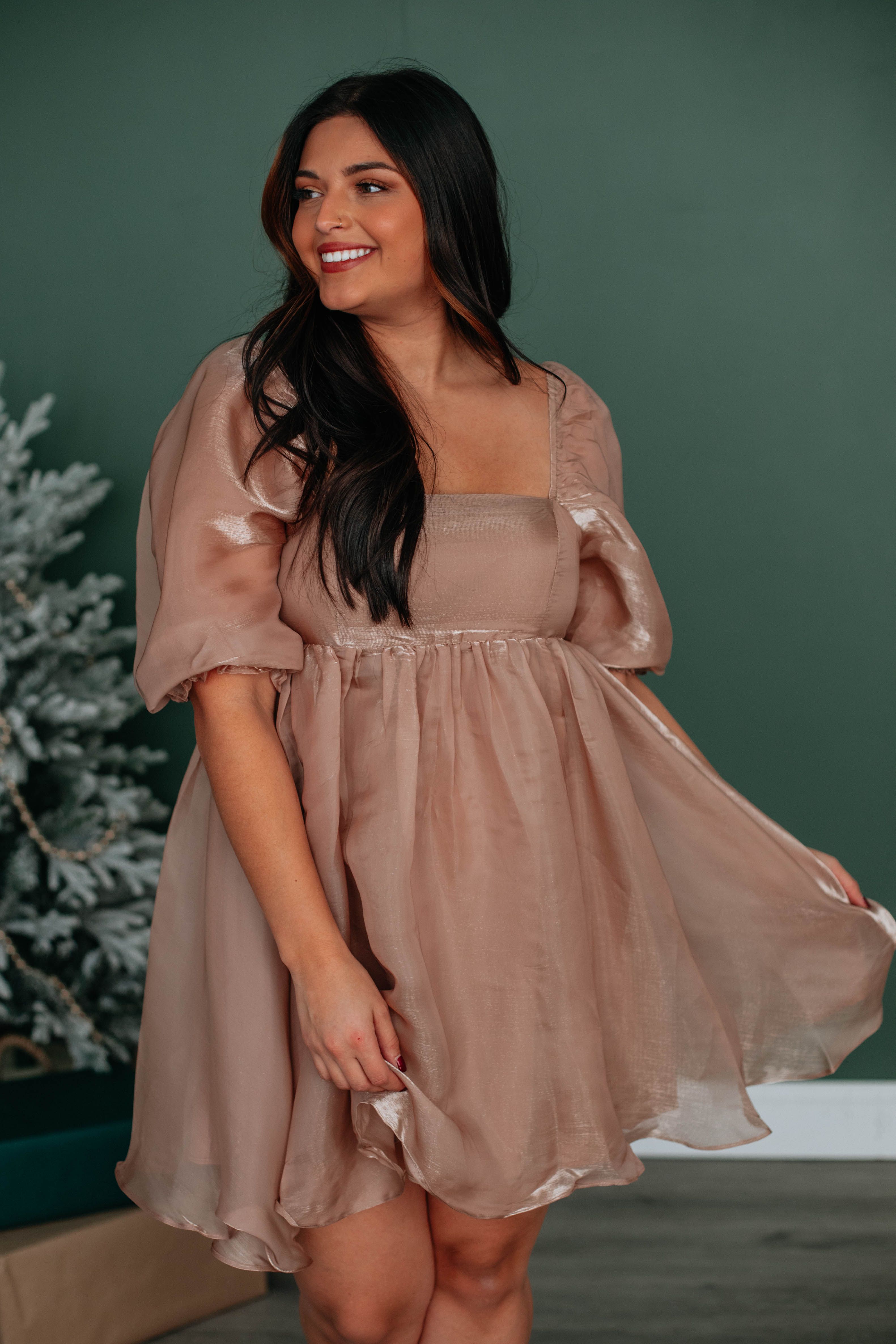 Raya Babydoll Dress - Gold sold by Wild Oak Boutique product image thumbnail 2