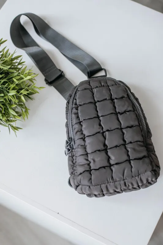 Come Through Quilted Sling Bag - Carbon sold by Wild Oak Boutique