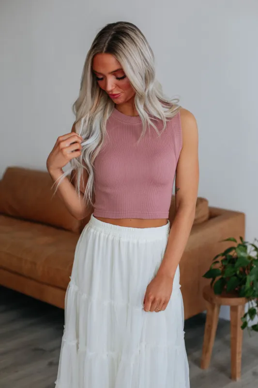 Razlyn Ribbed Tank - Dark Mauve sold by Wild Oak Boutique