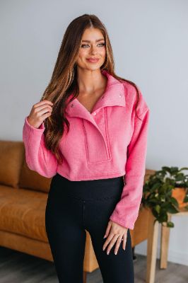 Analia Cropped Sweatshirt - Bubblegum sold by Wild Oak Boutique