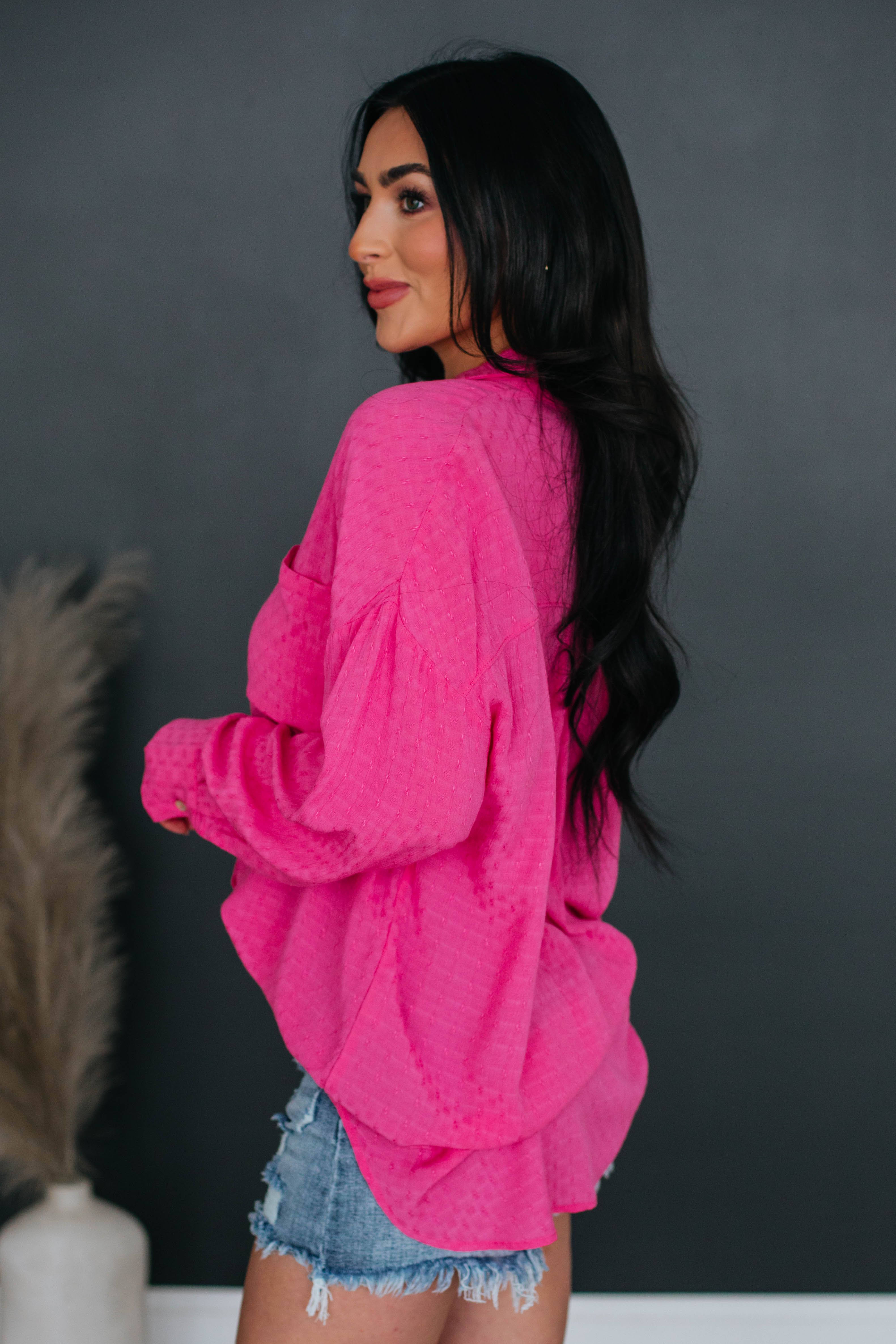 Gail Button Down - Hot Pink sold by Wild Oak Boutique product image thumbnail 5