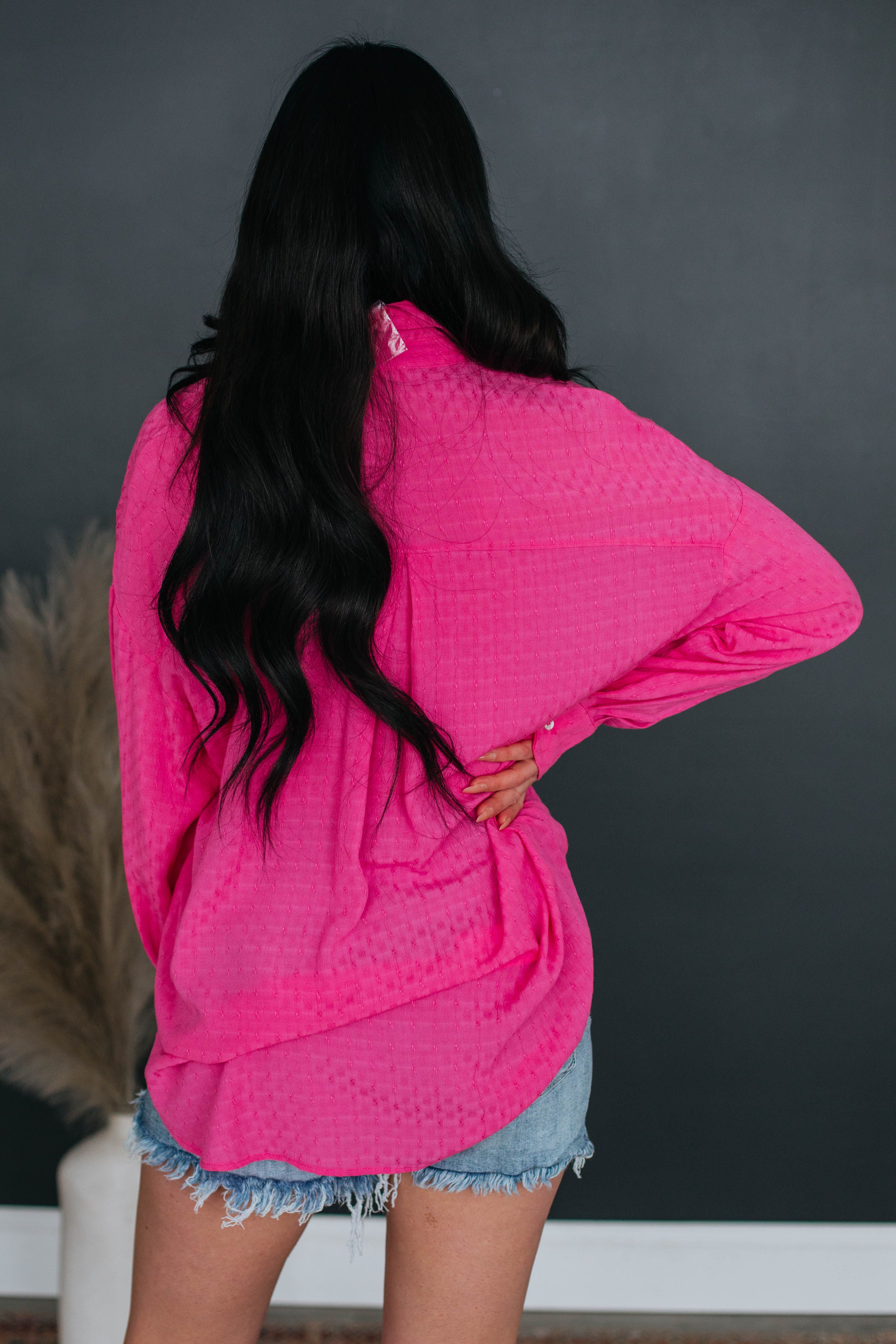 Gail Button Down - Hot Pink sold by Wild Oak Boutique product image thumbnail 4