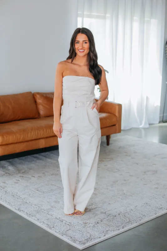 Jesa Cargo Jumpsuit - Cream sold by Wild Oak Boutique
