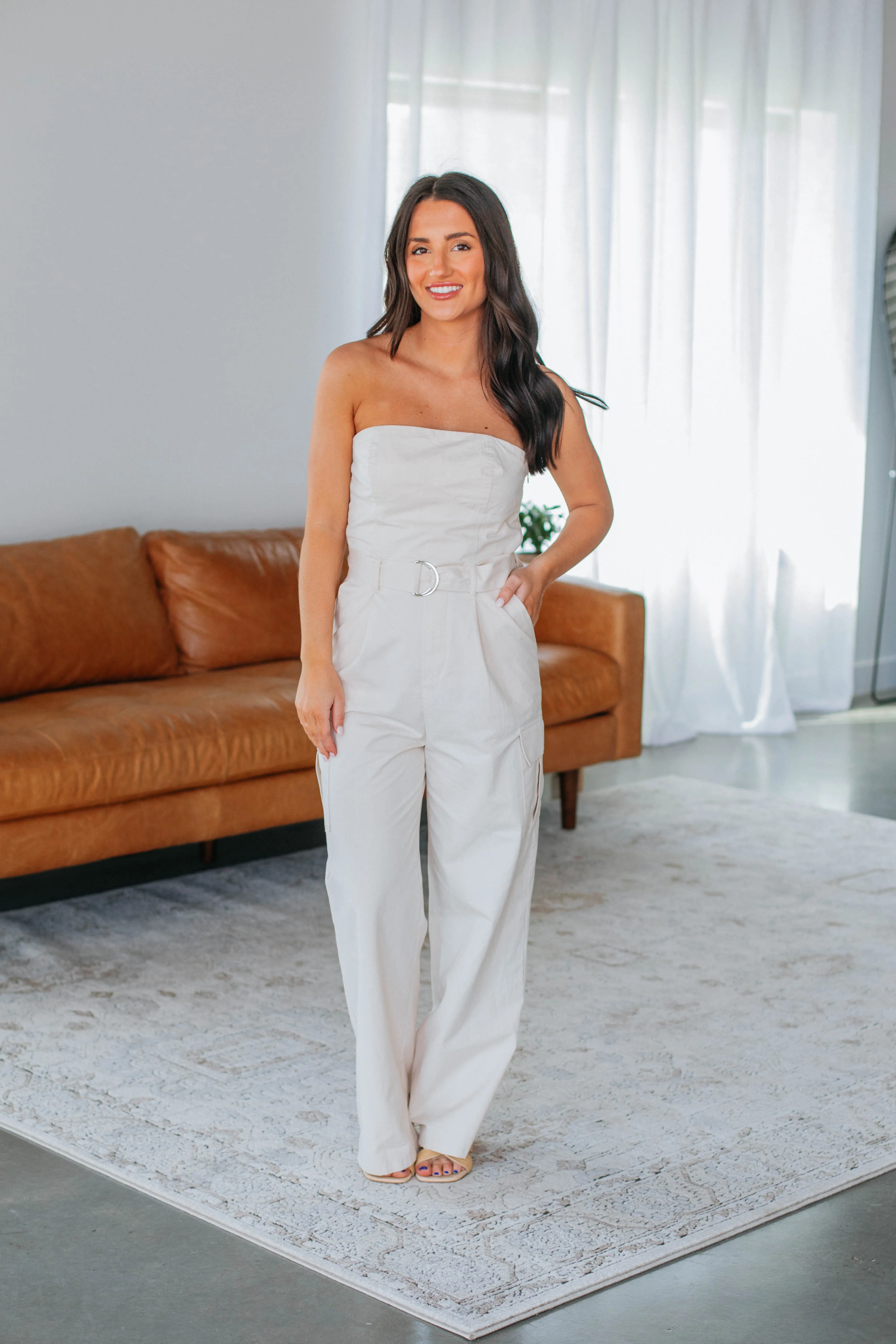 Jesa Cargo Jumpsuit - Cream sold by Wild Oak Boutique product image thumbnail 4