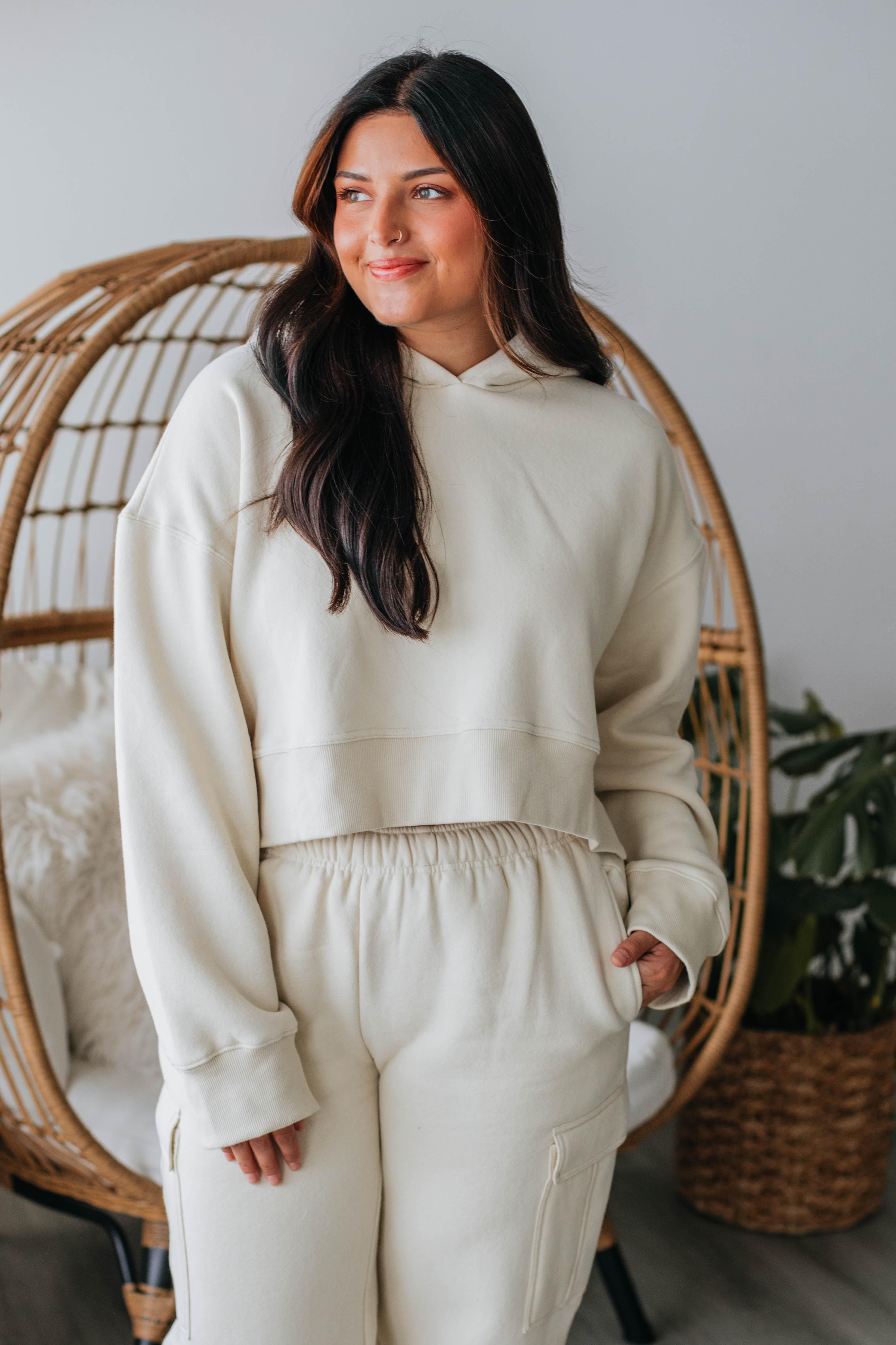 Autumn Cropped Hoodie - Beige sold by Wild Oak Boutique product image thumbnail 5