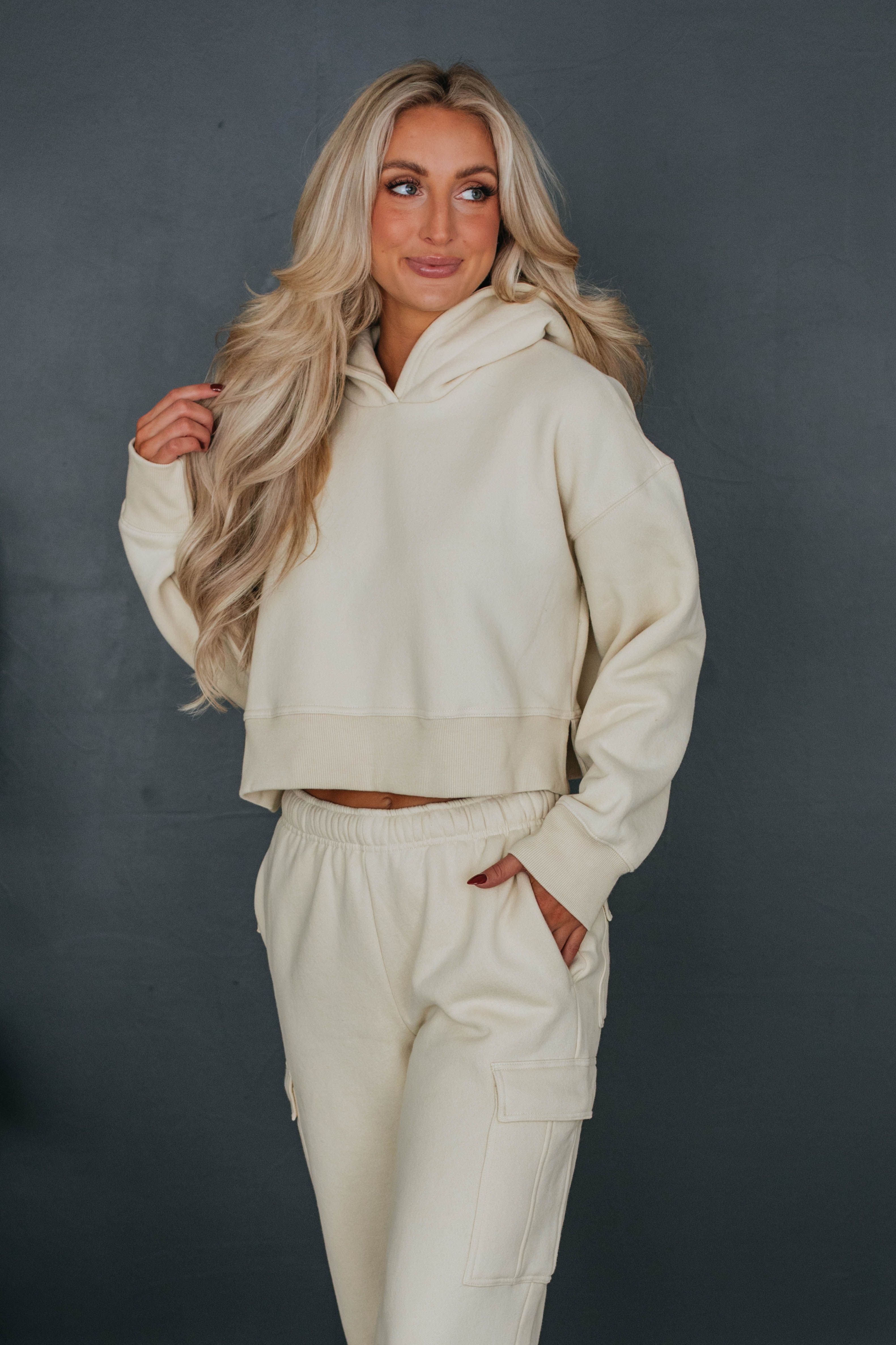 Autumn Cropped Hoodie - Beige sold by Wild Oak Boutique product image thumbnail 3