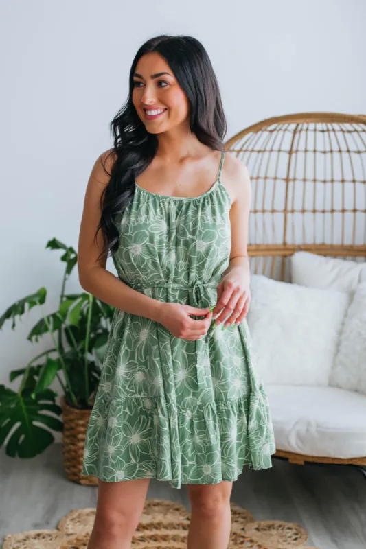 Chrissy Floral Dress - Basil sold by Wild Oak Boutique
