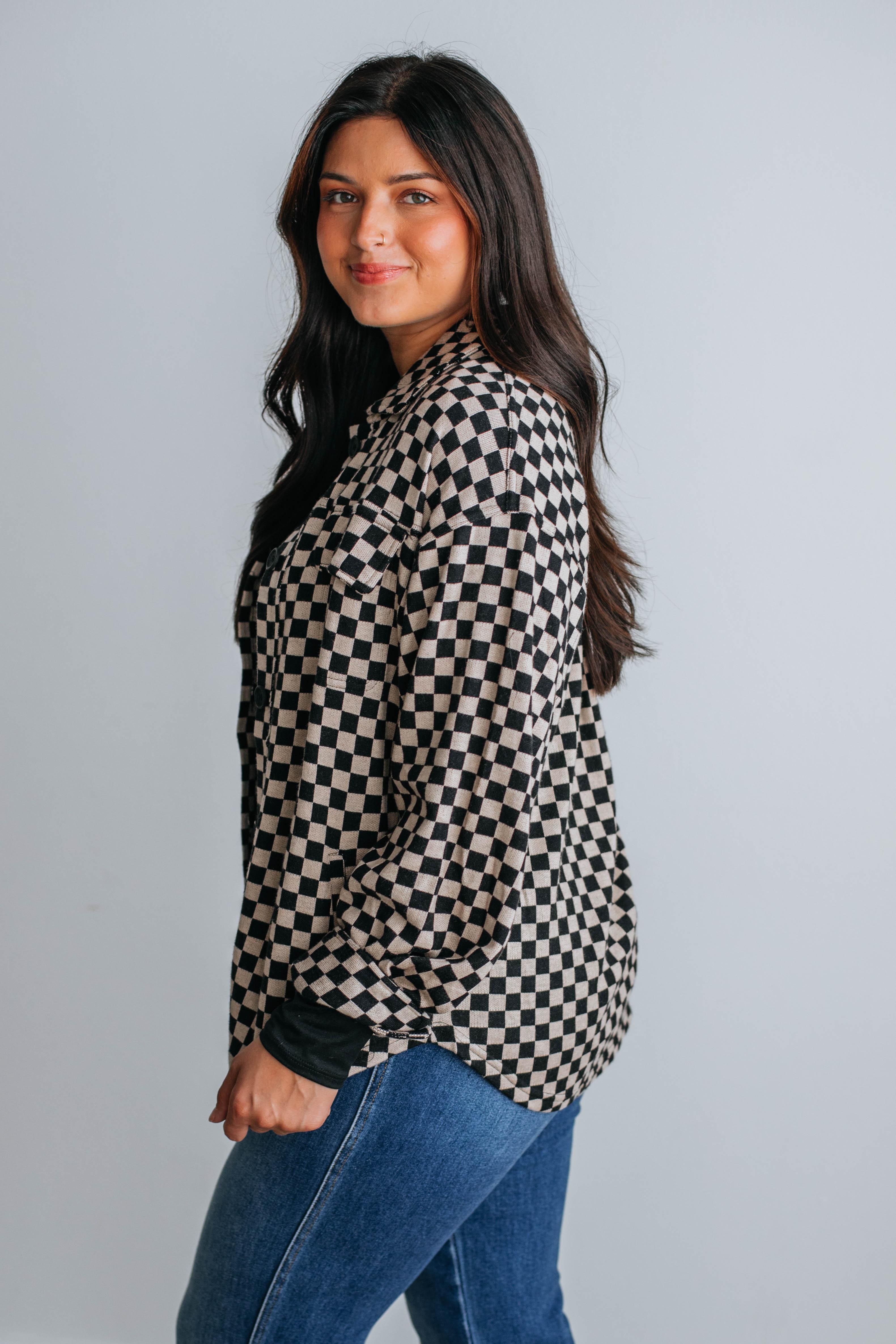 Winona Checkered Shacket sold by Wild Oak Boutique product image thumbnail 7