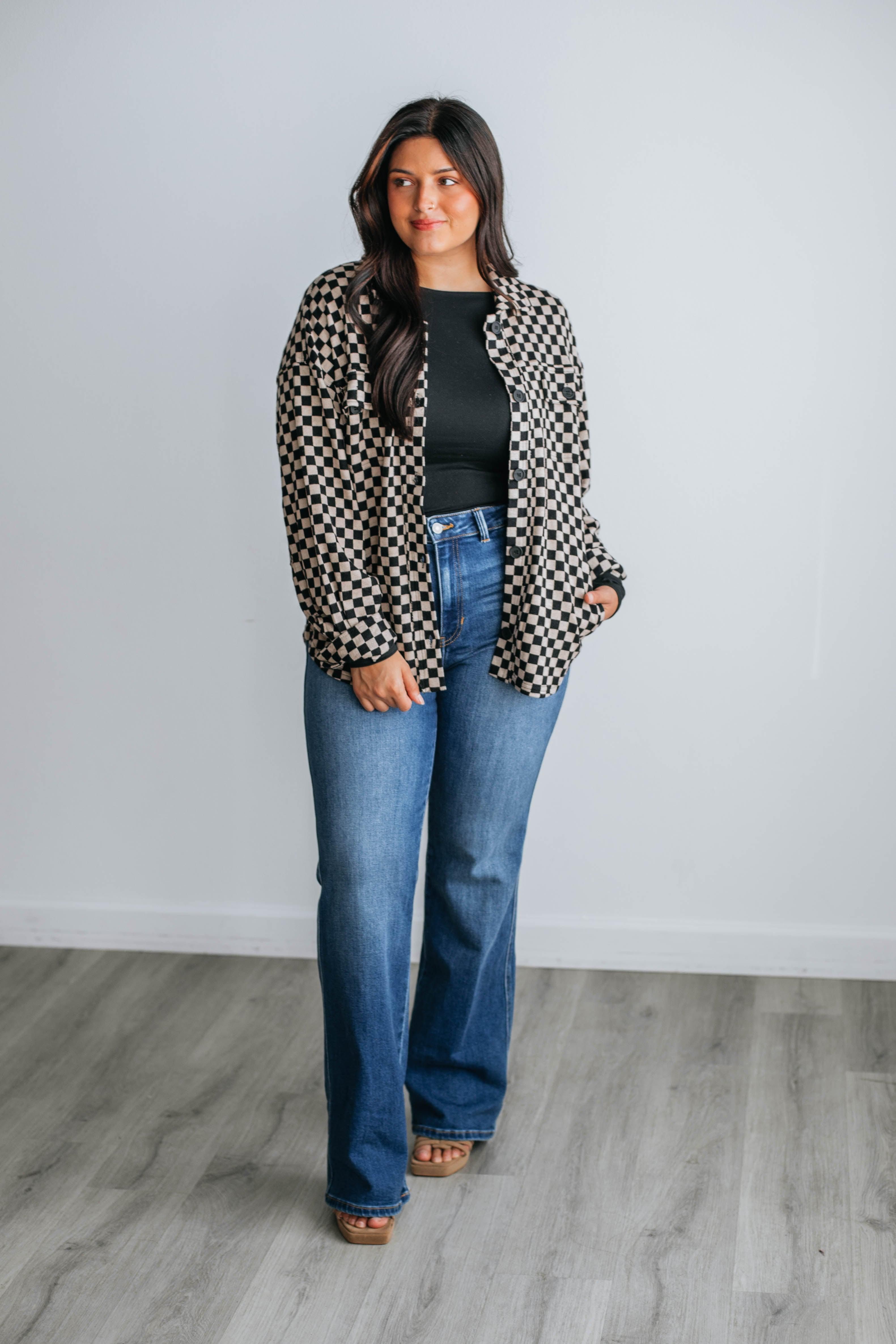 Winona Checkered Shacket sold by Wild Oak Boutique product image thumbnail 5
