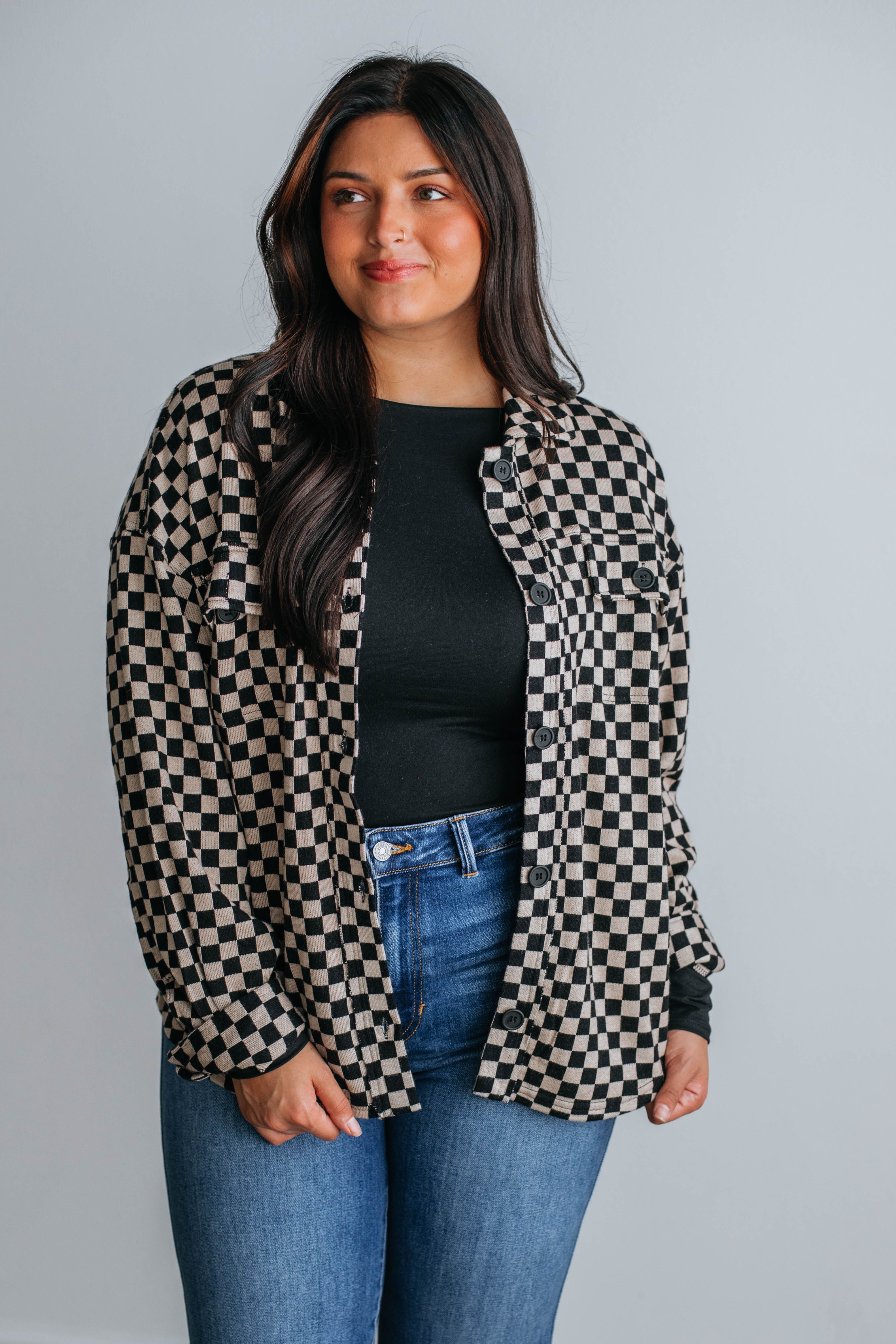 Winona Checkered Shacket sold by Wild Oak Boutique product image thumbnail 4
