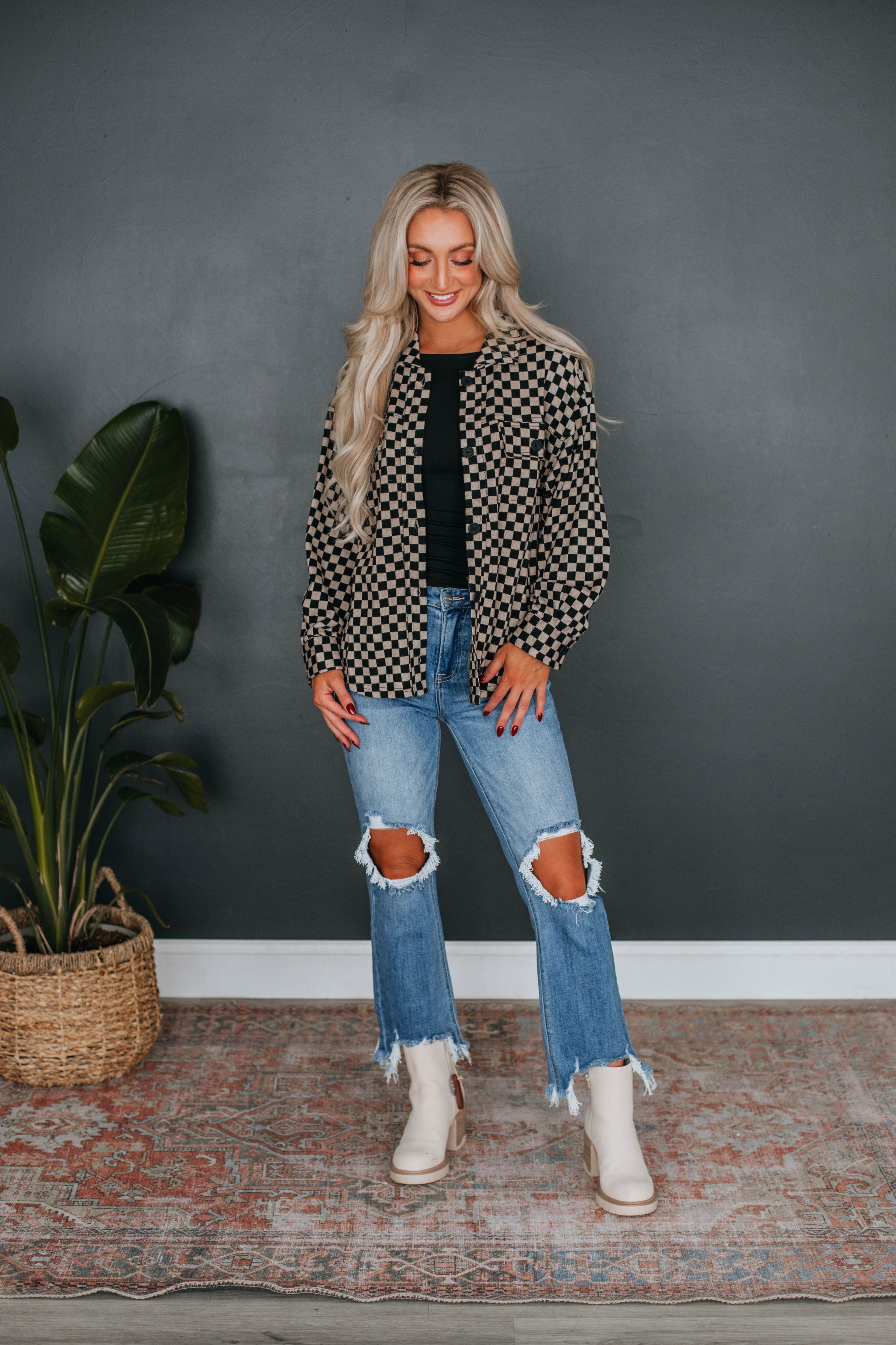 Winona Checkered Shacket sold by Wild Oak Boutique product image thumbnail 2