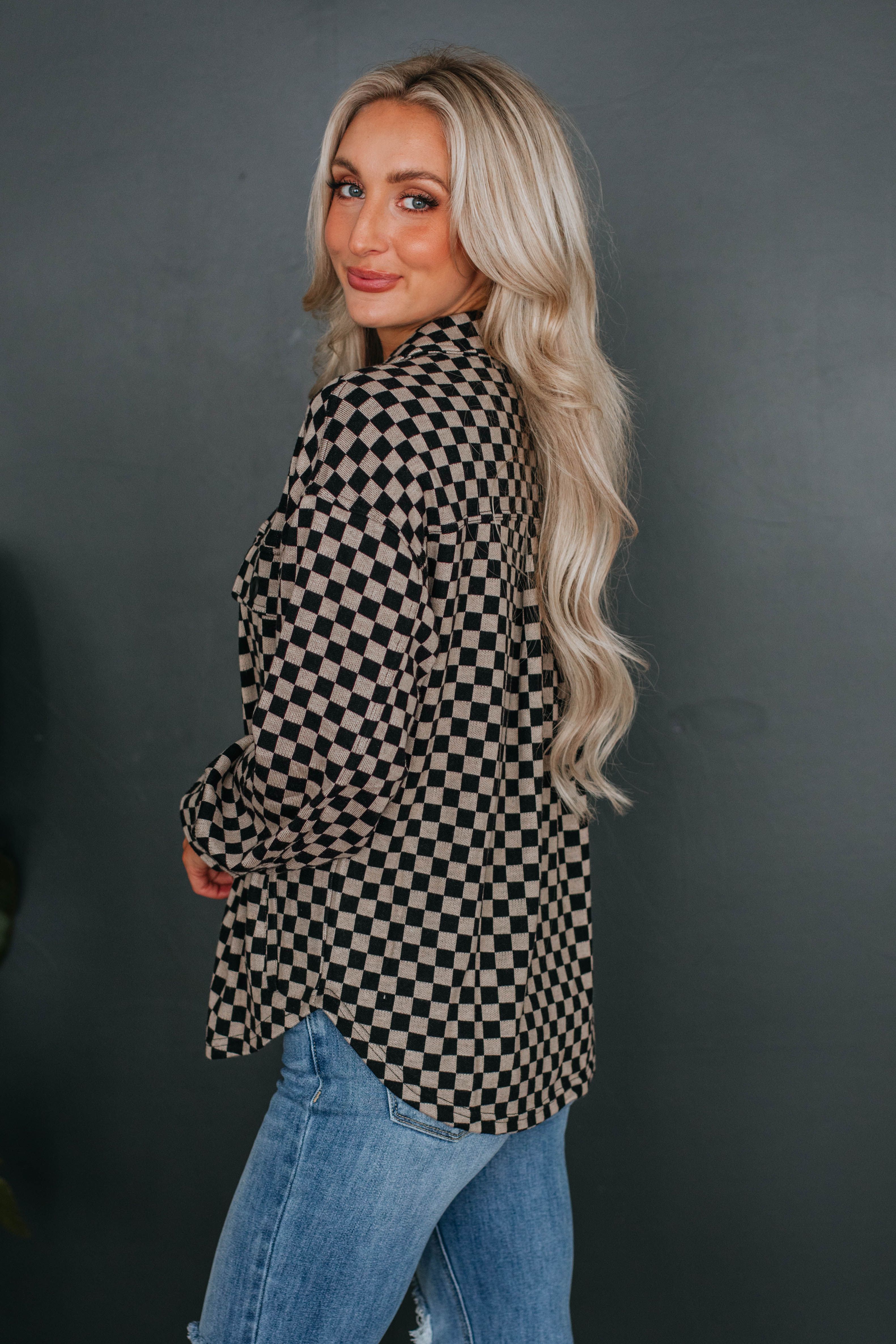Winona Checkered Shacket sold by Wild Oak Boutique product image thumbnail 6