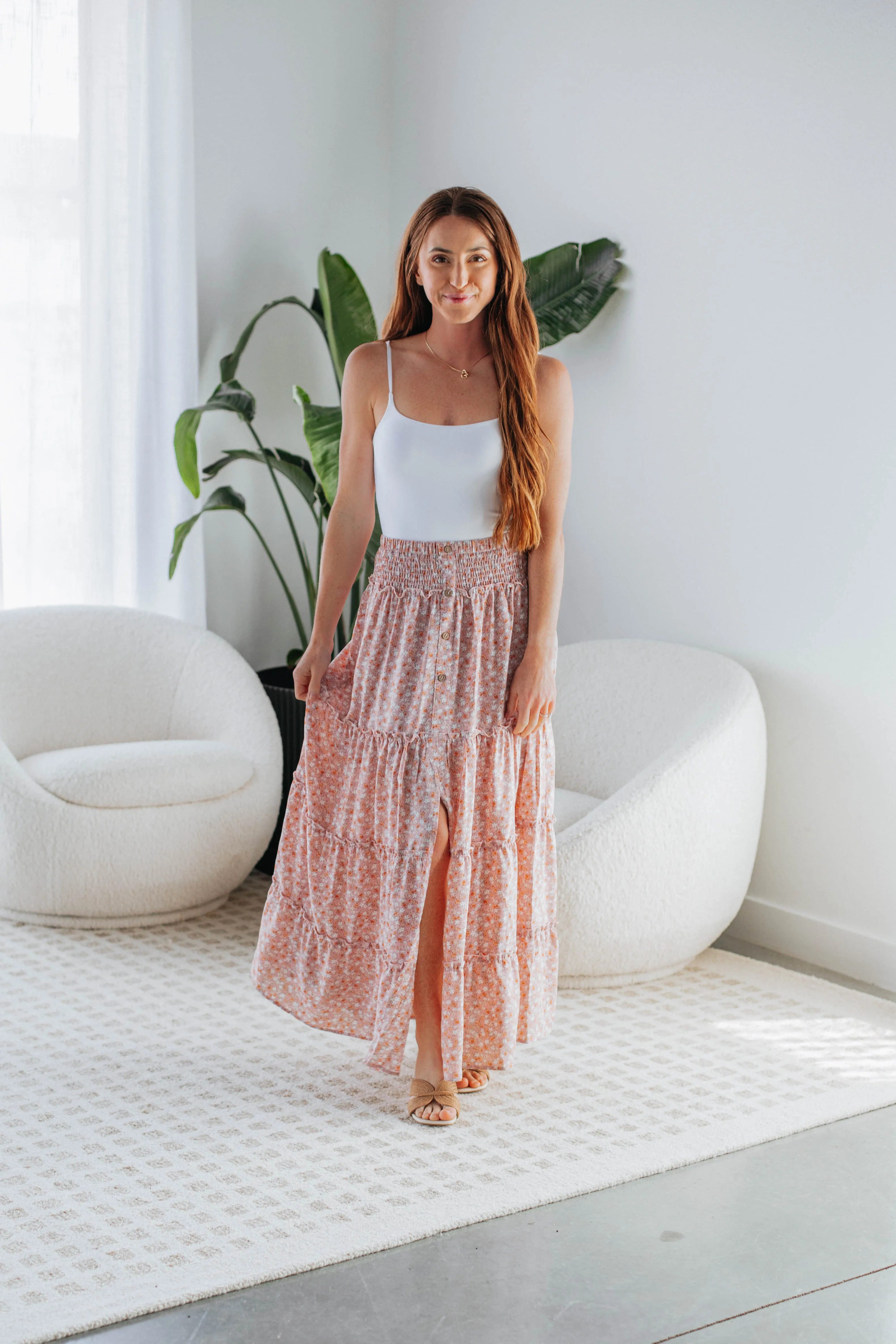 Eleanor Tiered Maxi Skirt - Mauve Mix sold by Wild Oak Boutique product image thumbnail 4