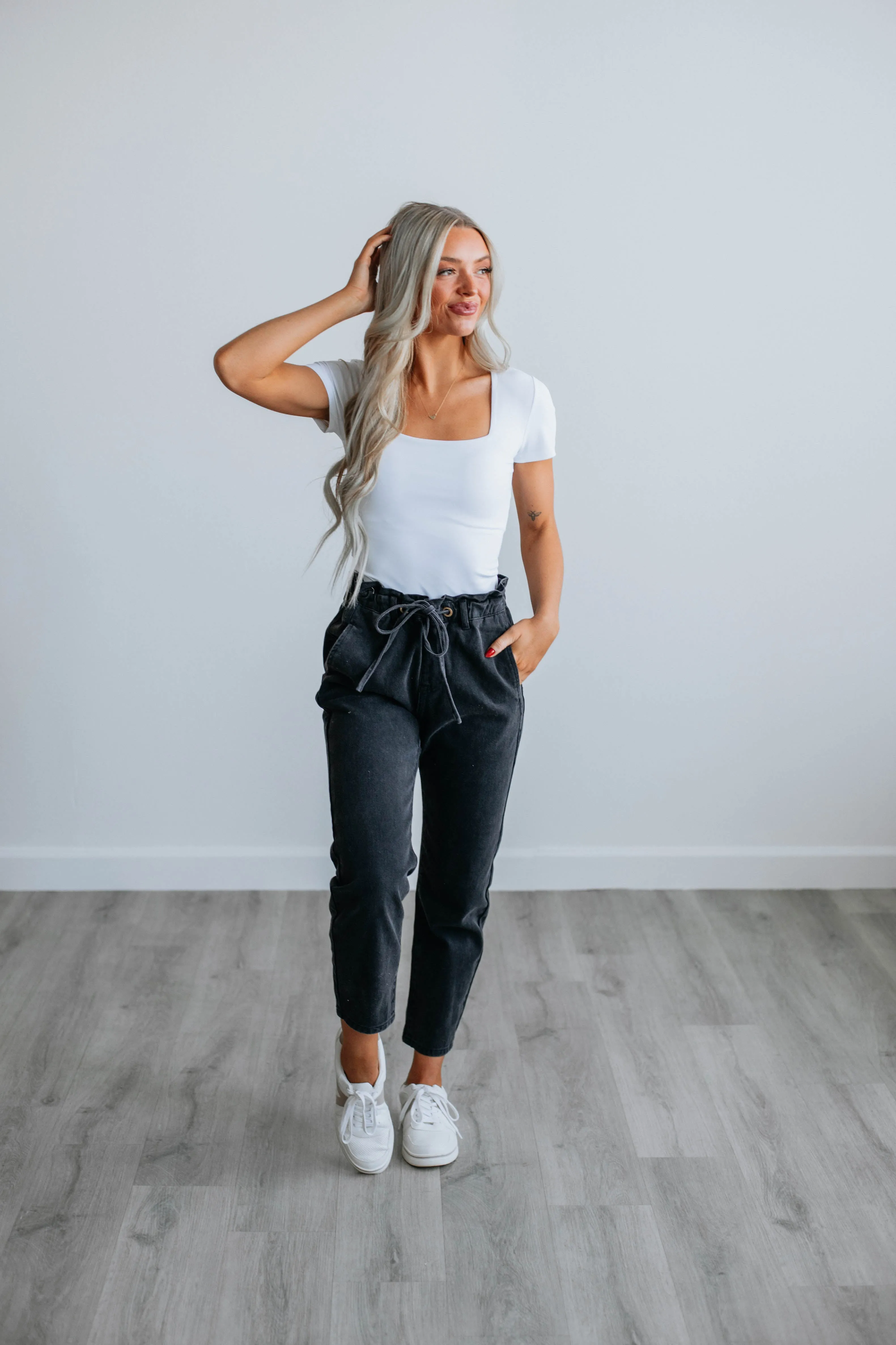 Evolet Paperbag Pants - Black sold by Wild Oak Boutique product image thumbnail 4