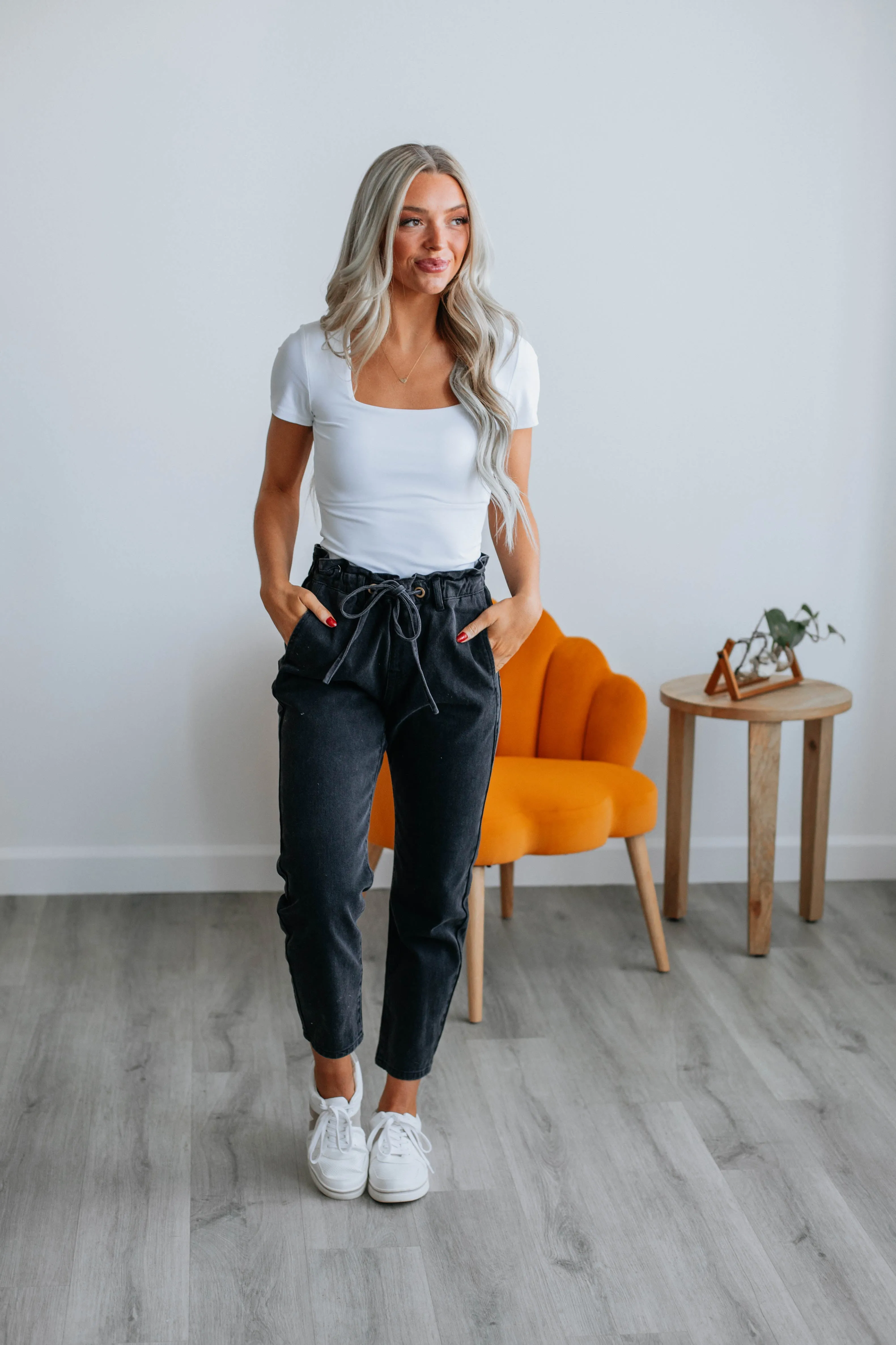 Evolet Paperbag Pants - Black sold by Wild Oak Boutique product image thumbnail 3