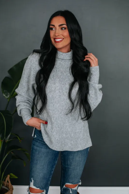 Iria Turtleneck Sweater - Heather Grey sold by Wild Oak Boutique