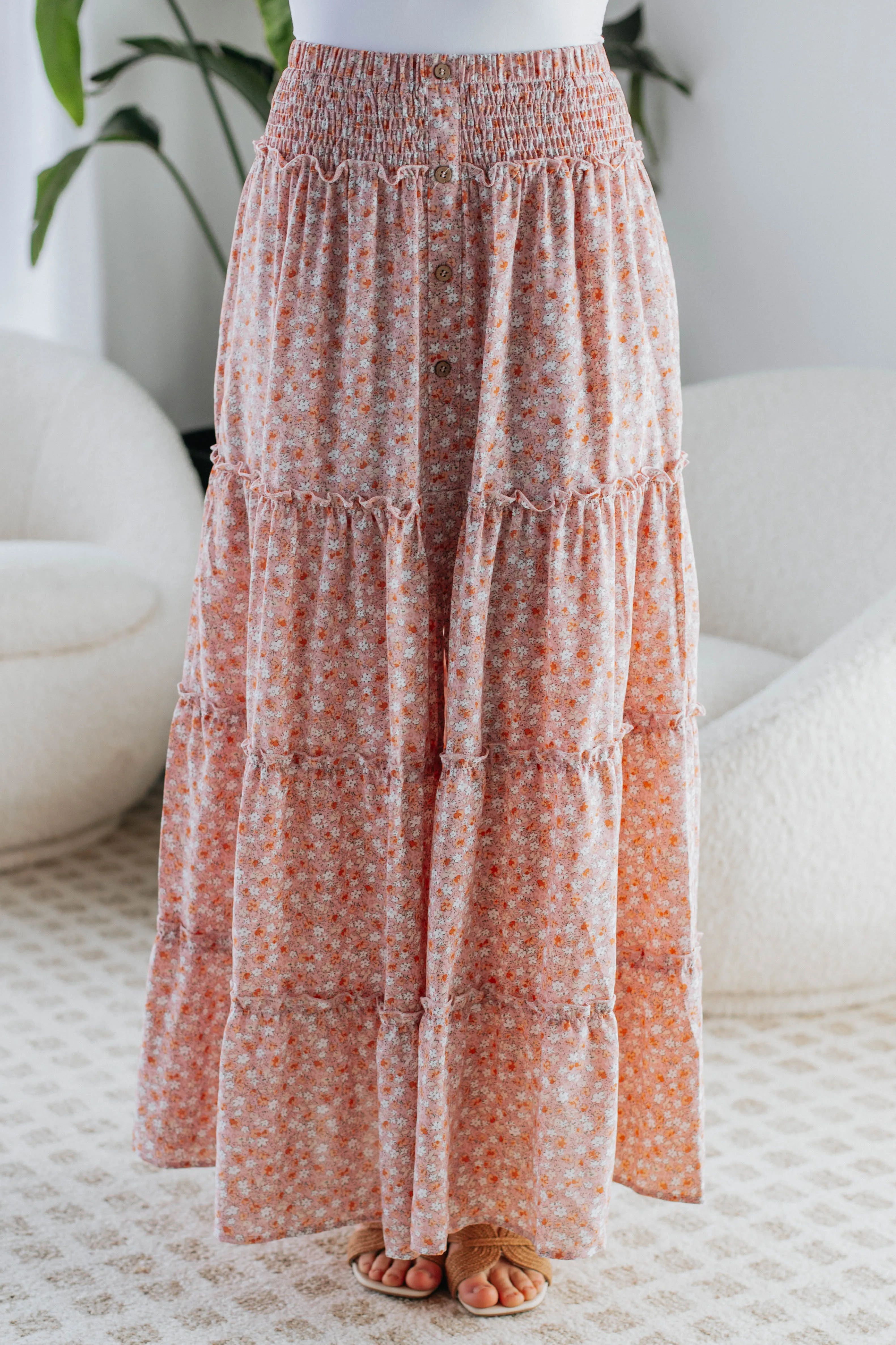 Eleanor Tiered Maxi Skirt - Mauve Mix sold by Wild Oak Boutique product image thumbnail 2