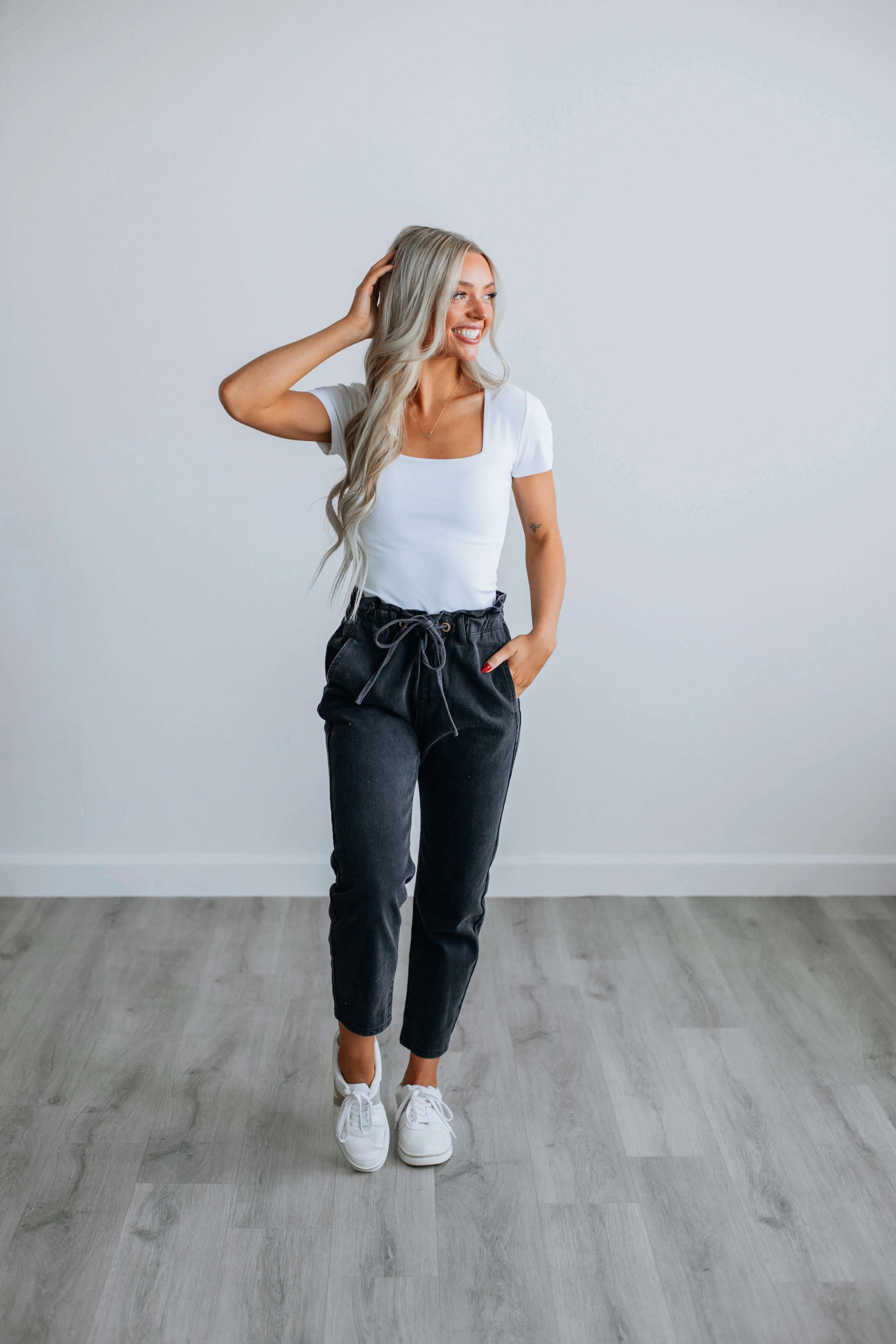 Evolet Paperbag Pants - Black sold by Wild Oak Boutique