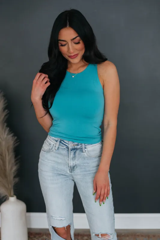 Demi Basic Tank - Teal sold by Wild Oak Boutique