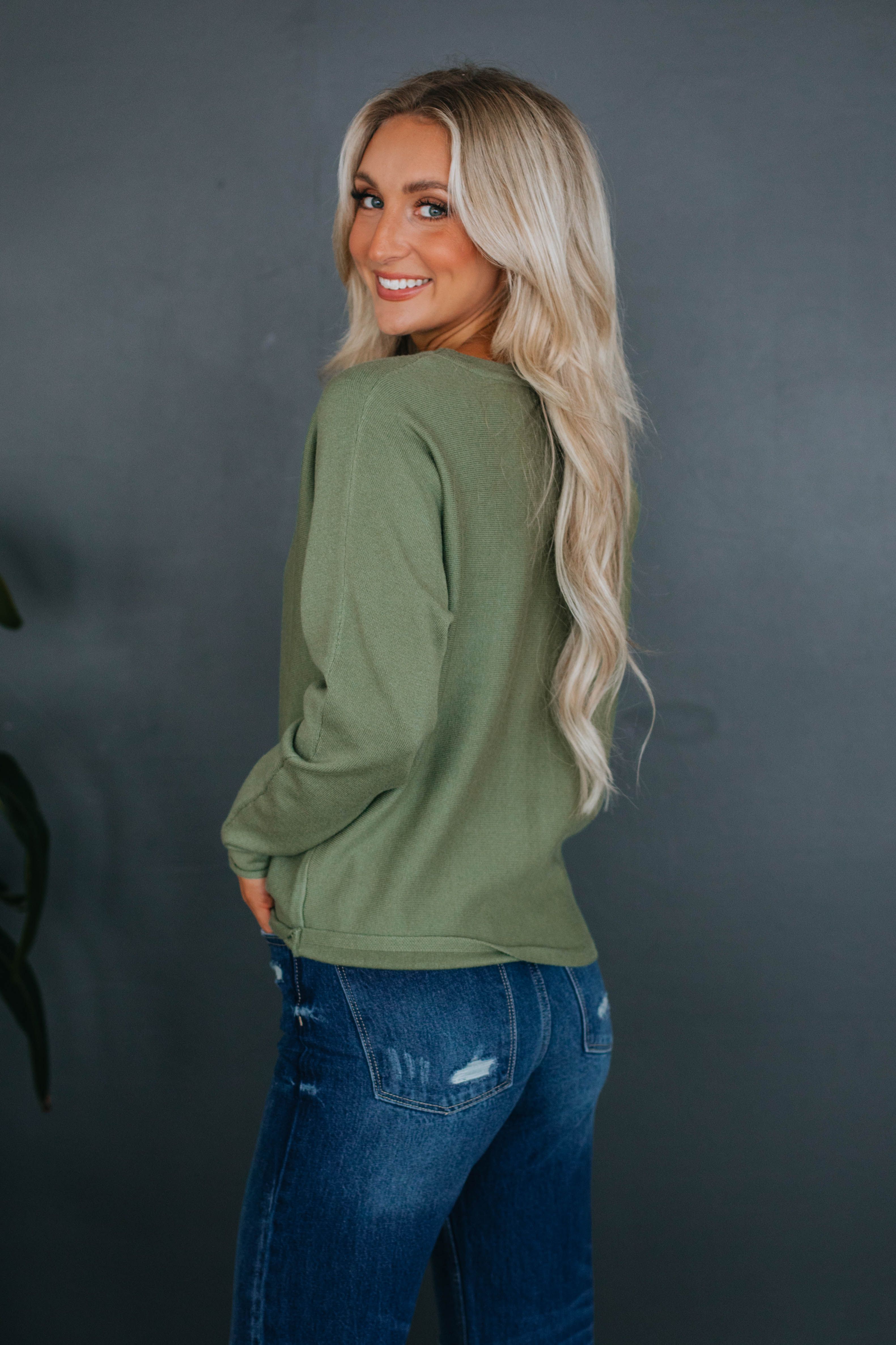 Brylee Lightweight Sweater - Basil sold by Wild Oak Boutique product image thumbnail 4