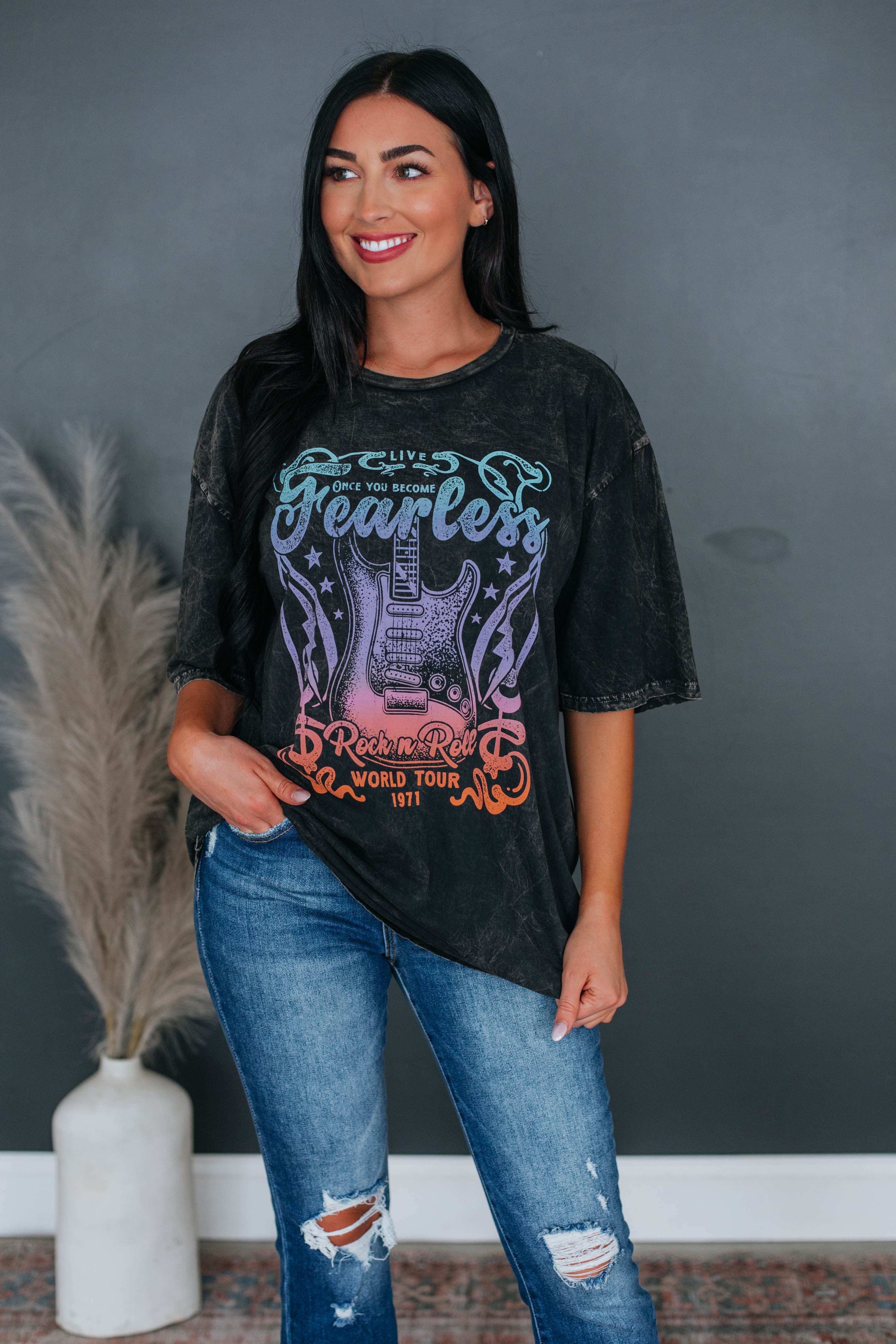 Fearless Graphic Tee - Vintage Black sold by Wild Oak Boutique product image thumbnail 3