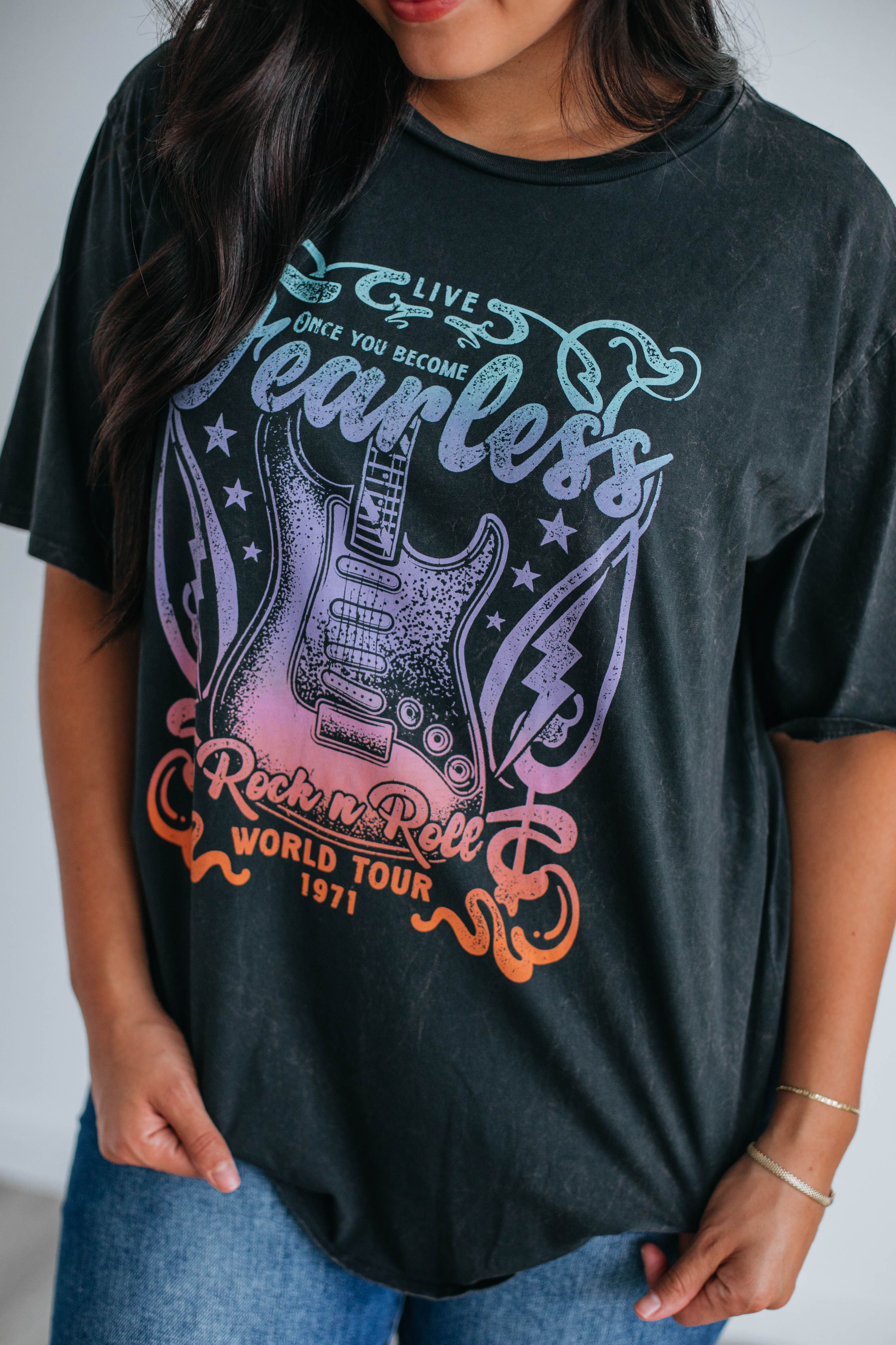 Fearless Graphic Tee - Vintage Black sold by Wild Oak Boutique product image thumbnail 2