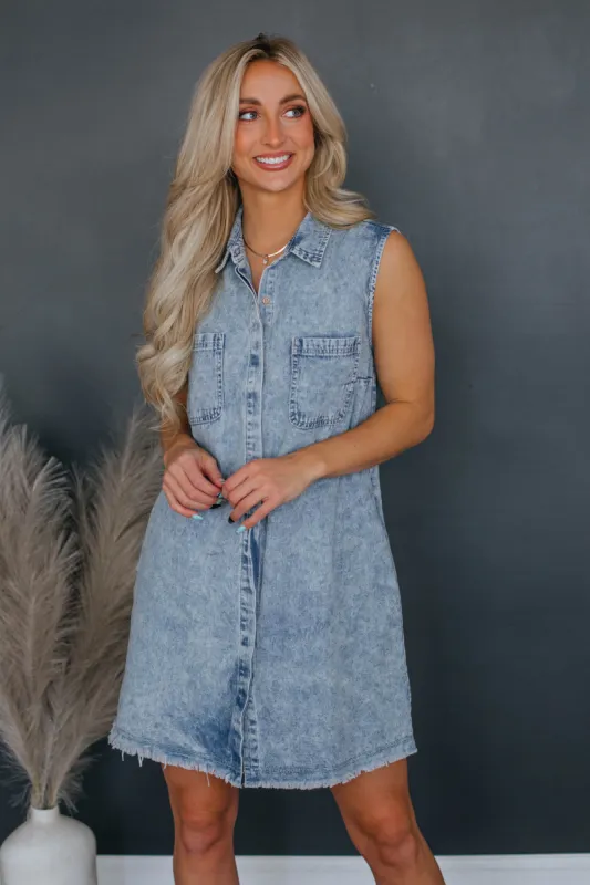Anette Denim Dress - Medium Wash sold by Wild Oak Boutique