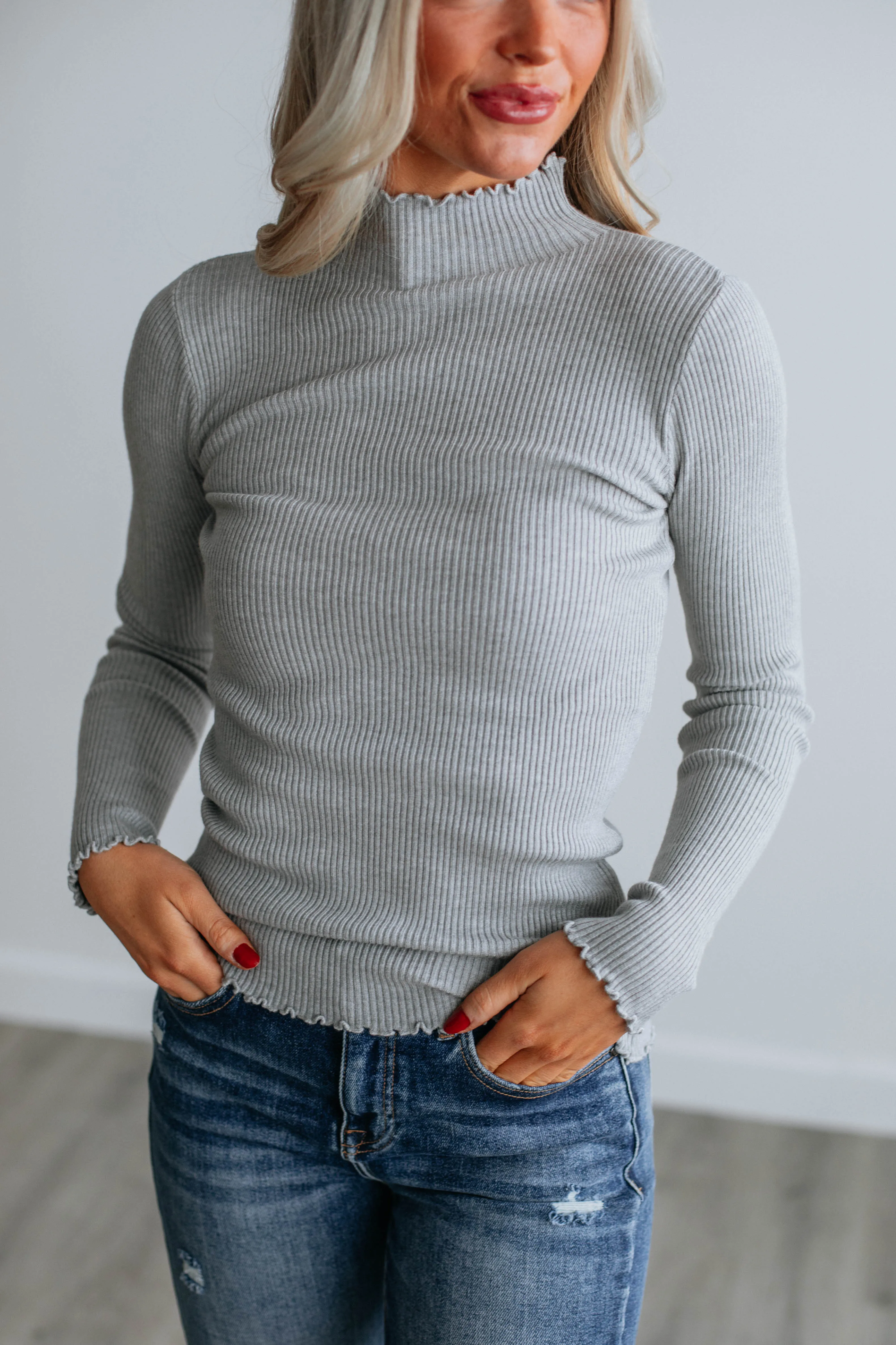 Elise Ribbed Top - Heather Grey sold by Wild Oak Boutique product image thumbnail 2