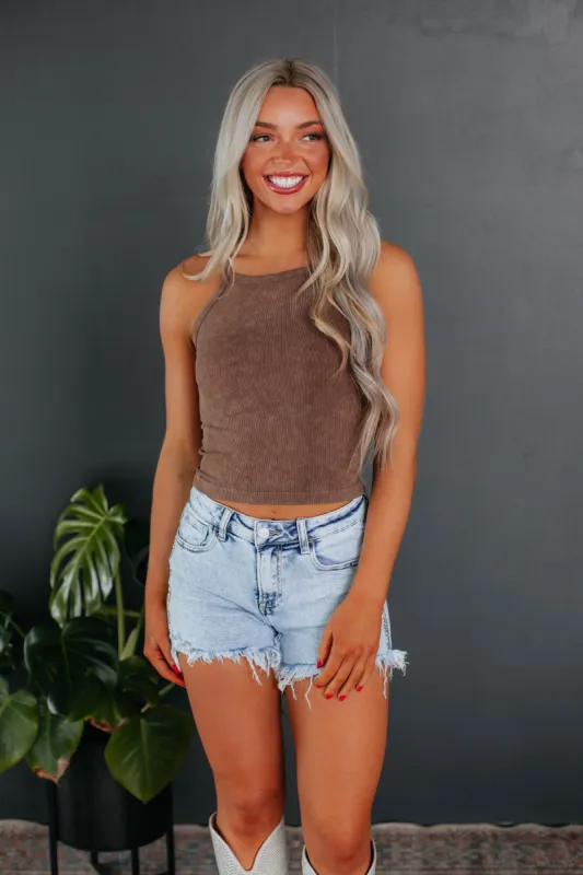 Rennah Ribbed Tank - Mocha sold by Wild Oak Boutique