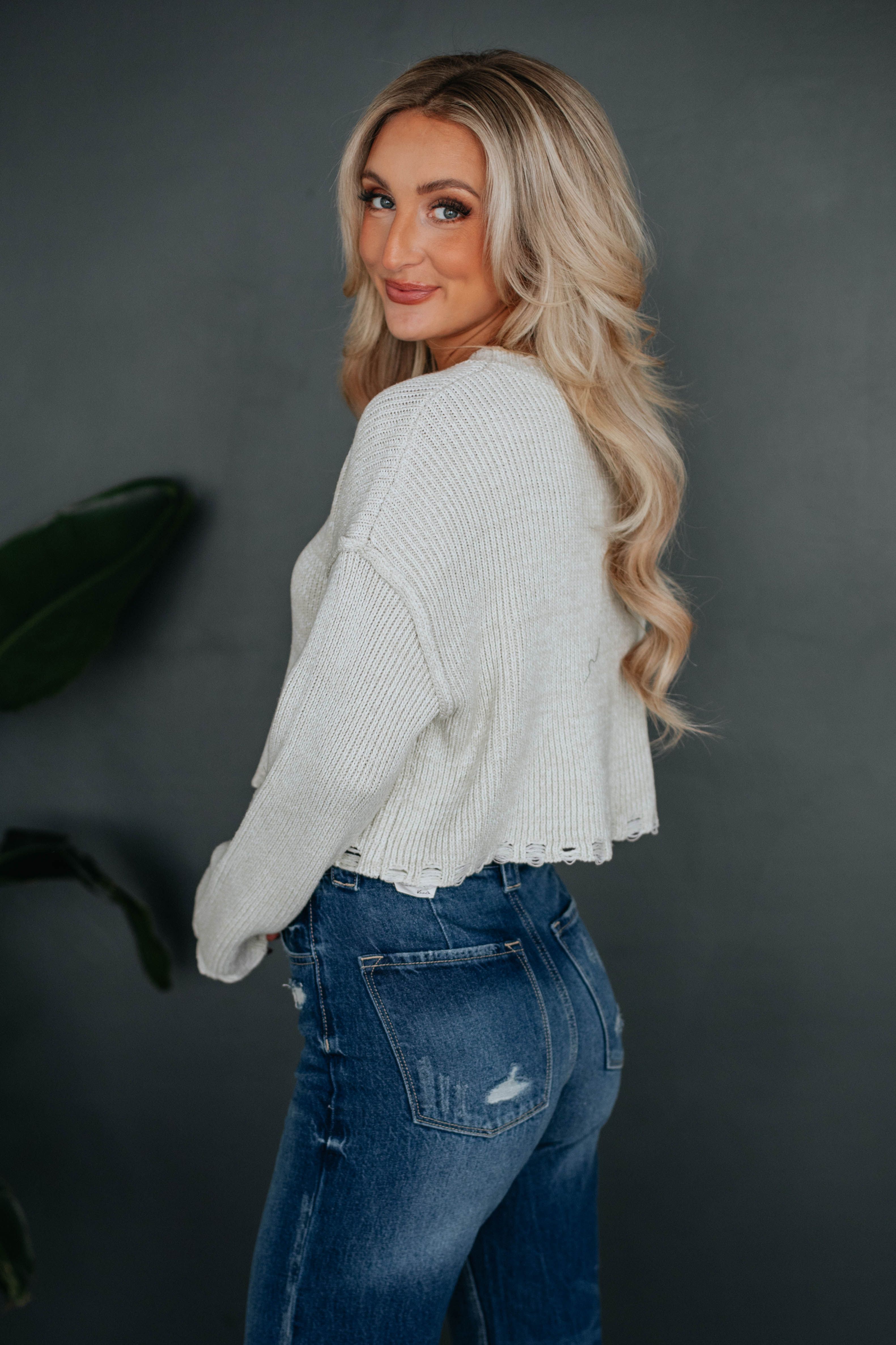 Vera Cropped Sweater - Oatmeal sold by Wild Oak Boutique product image thumbnail 3