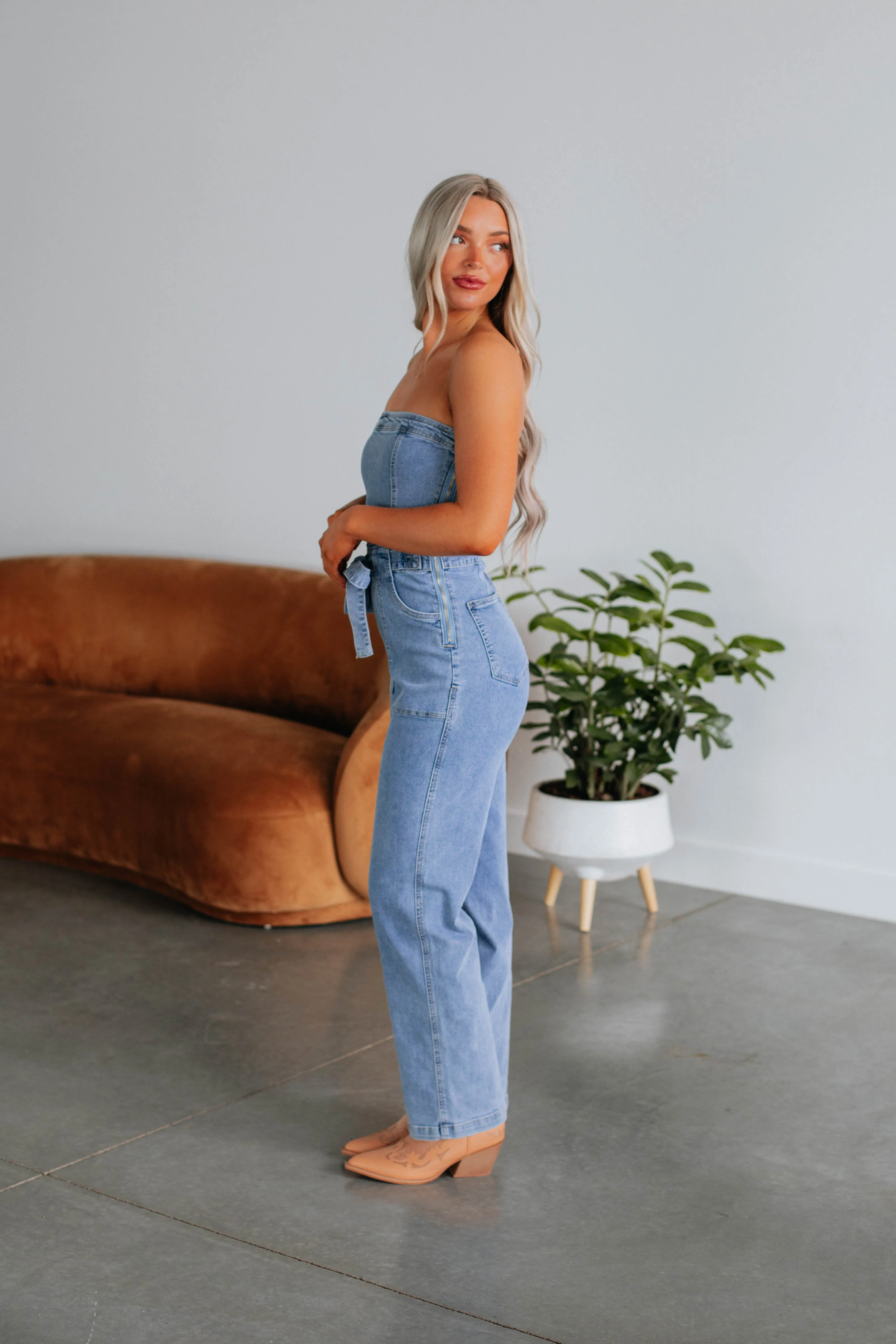 Main Attraction Denim Jumpsuit sold by Wild Oak Boutique product image thumbnail 2
