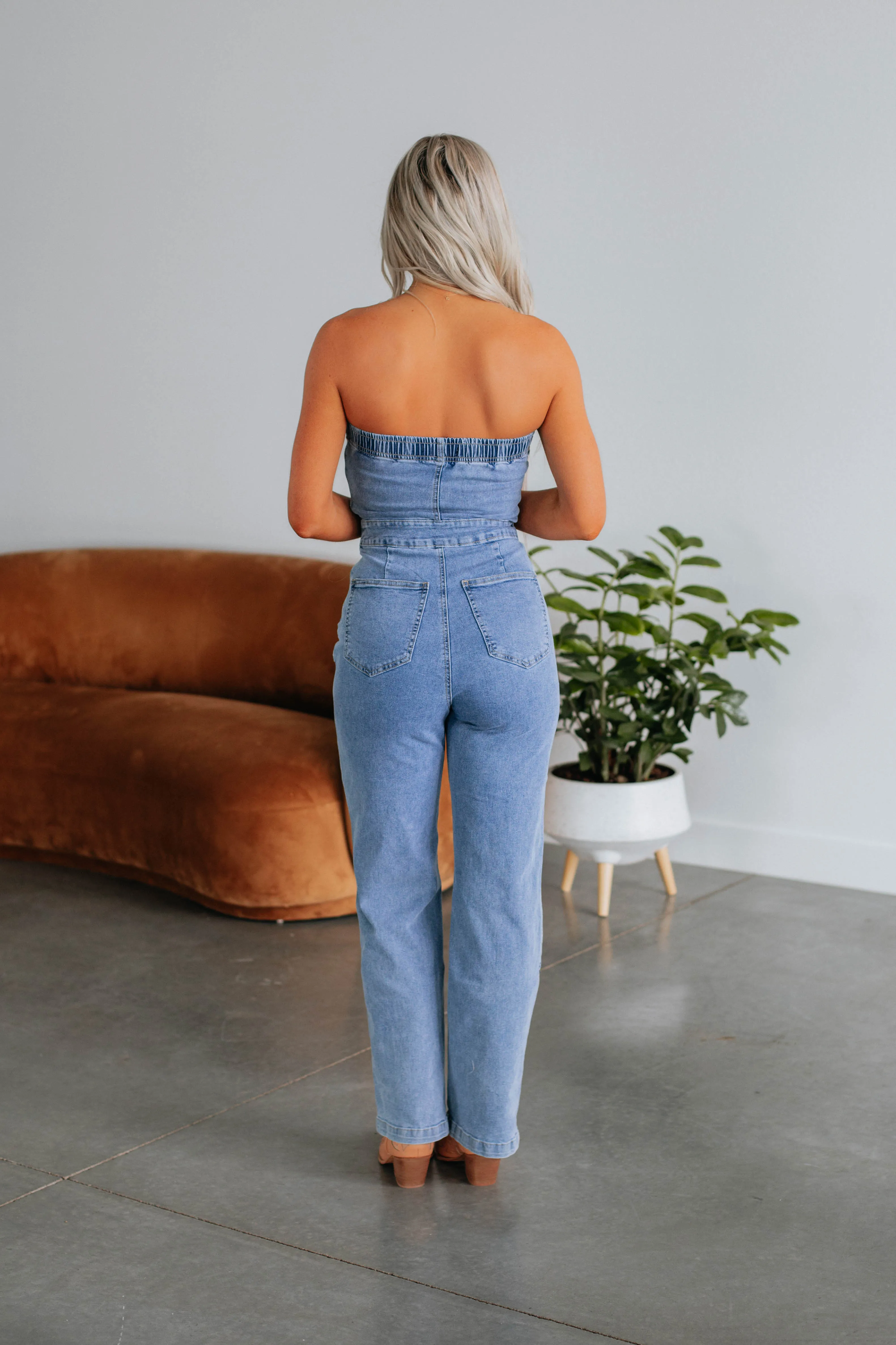 Main Attraction Denim Jumpsuit sold by Wild Oak Boutique product image thumbnail 5